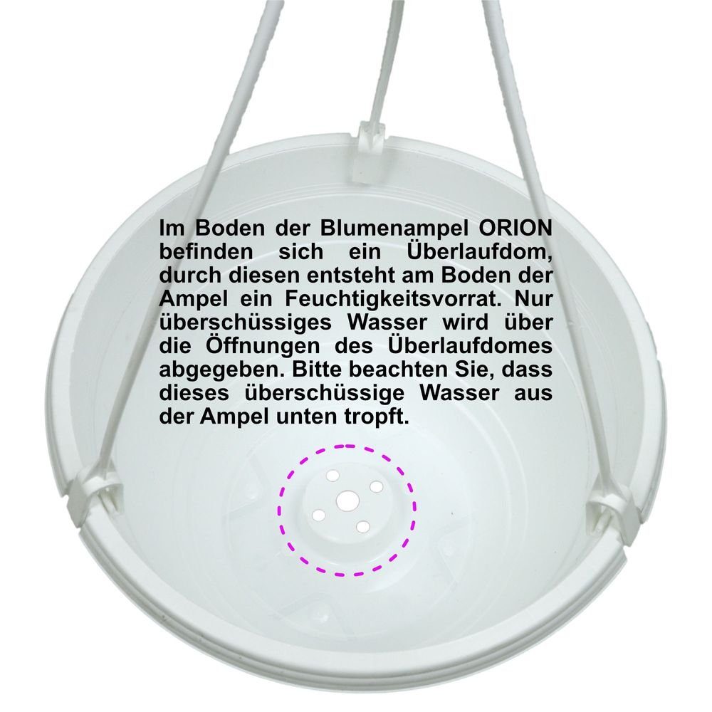 Heimwerkercenter Blumentopf MePla - 3 Stück Ampel ORION - UV-beständiger Blumenampel ø25cm - Weiss