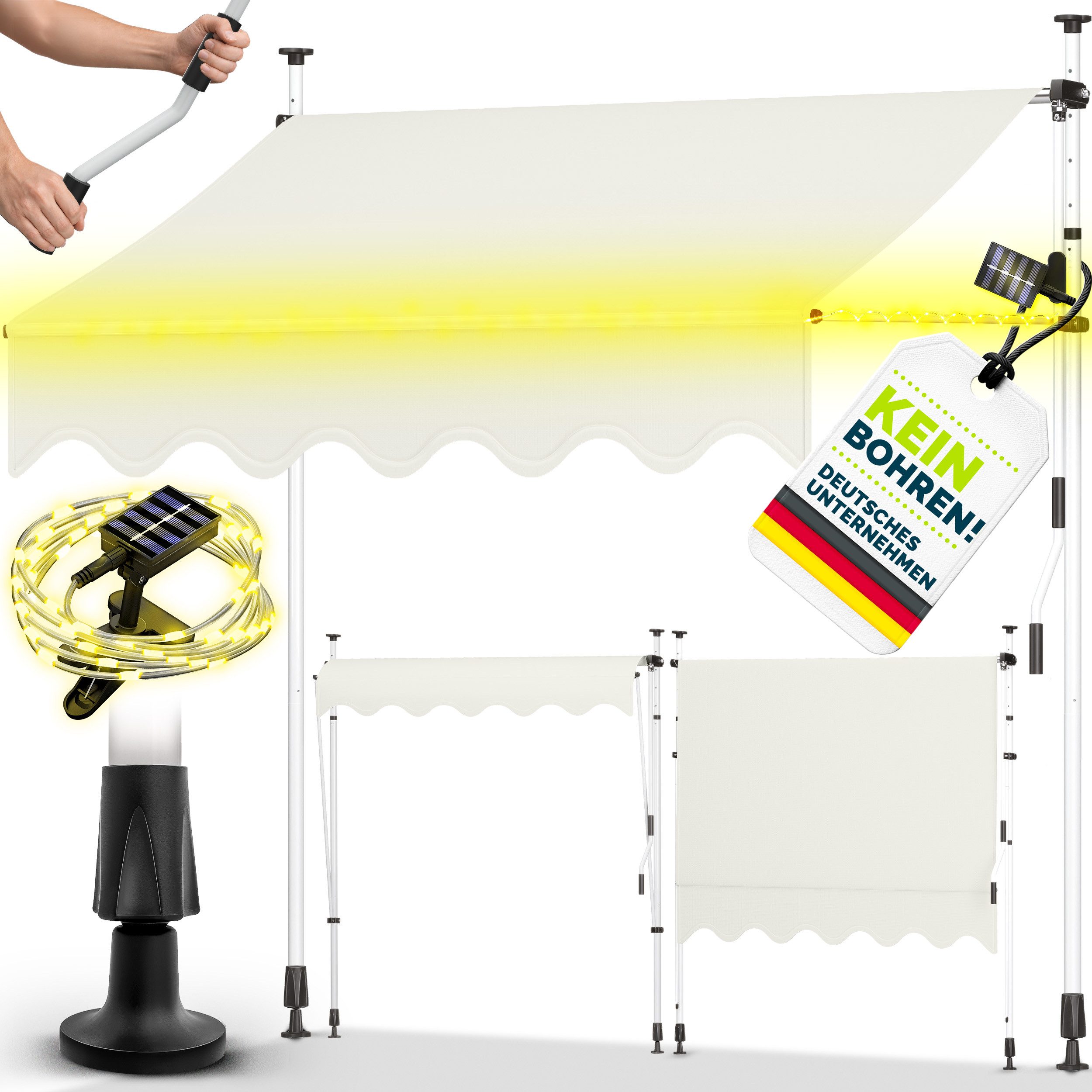 tillvex Klemmmarkise tillvex Balkonmarkise Markise Klemmmarkise Sonnenmarkise Handkurbel