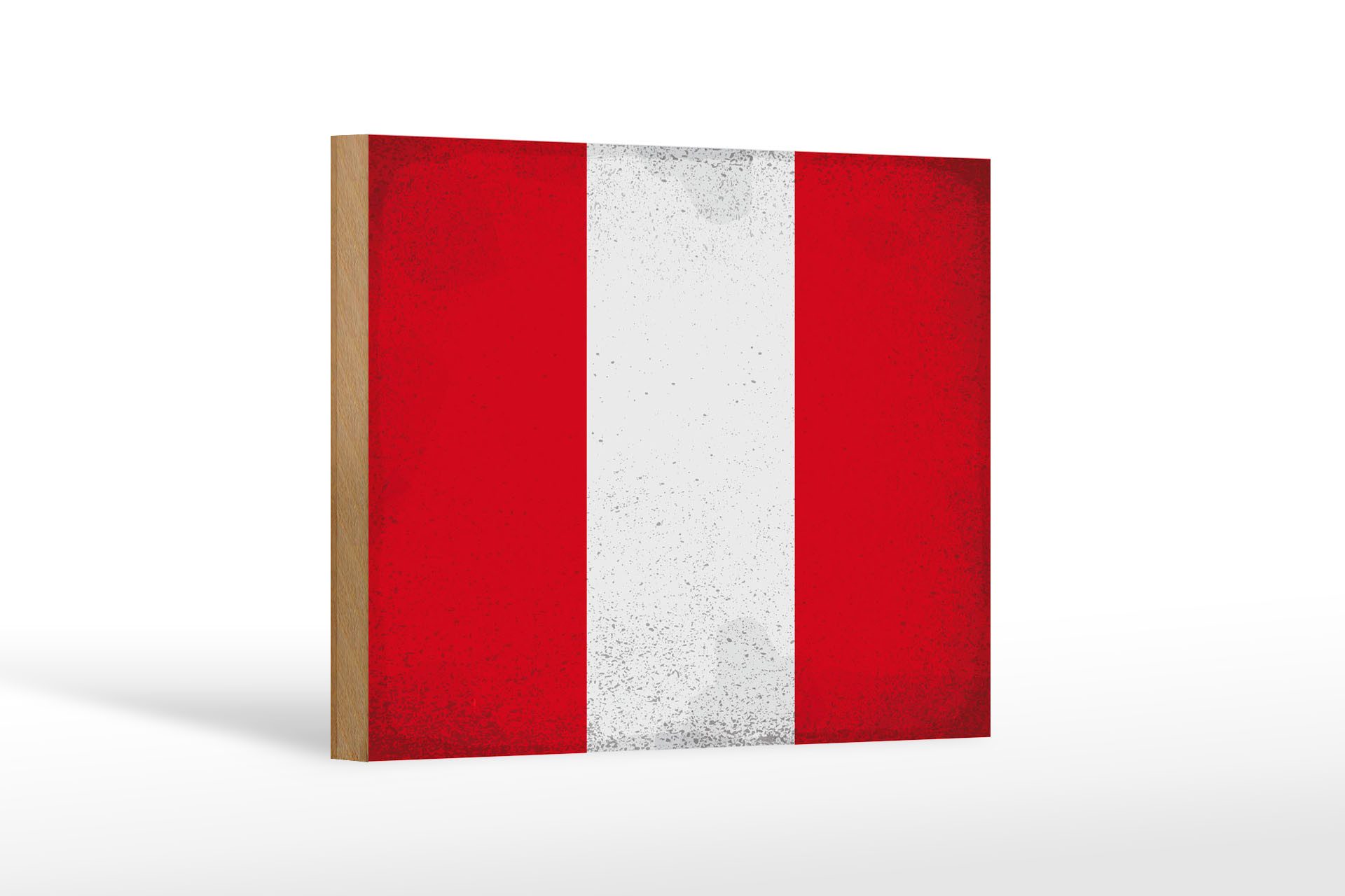 Femer GmbH Holzbild Flagge Peru 18x12cm Flag of Peru Vintage, Flaggen (1 St), Glatte Holzfaserplatte (MDF), vorn beschichtet
