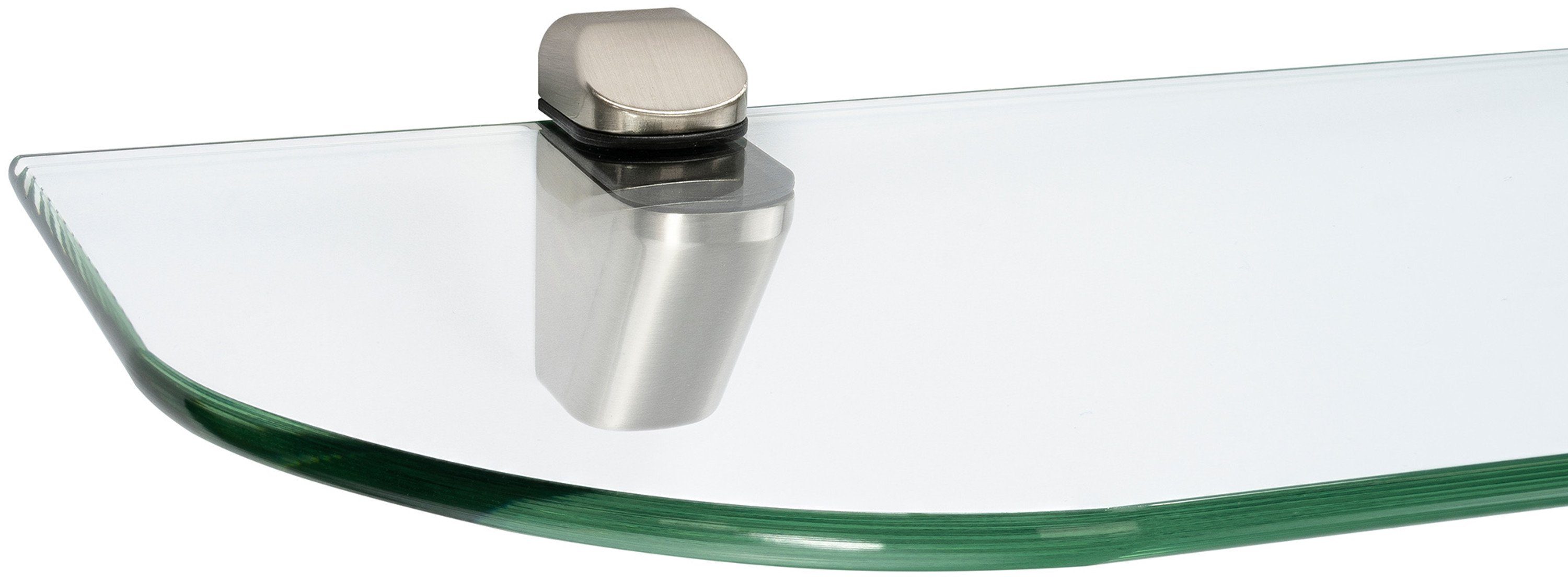 ib style Wandregal Glasregal 6mm klar 40 x 15 cm + Clip CUCALE Edelstahloptik, Glasboden aus ESG-Sicherheitsglas - Wandregal