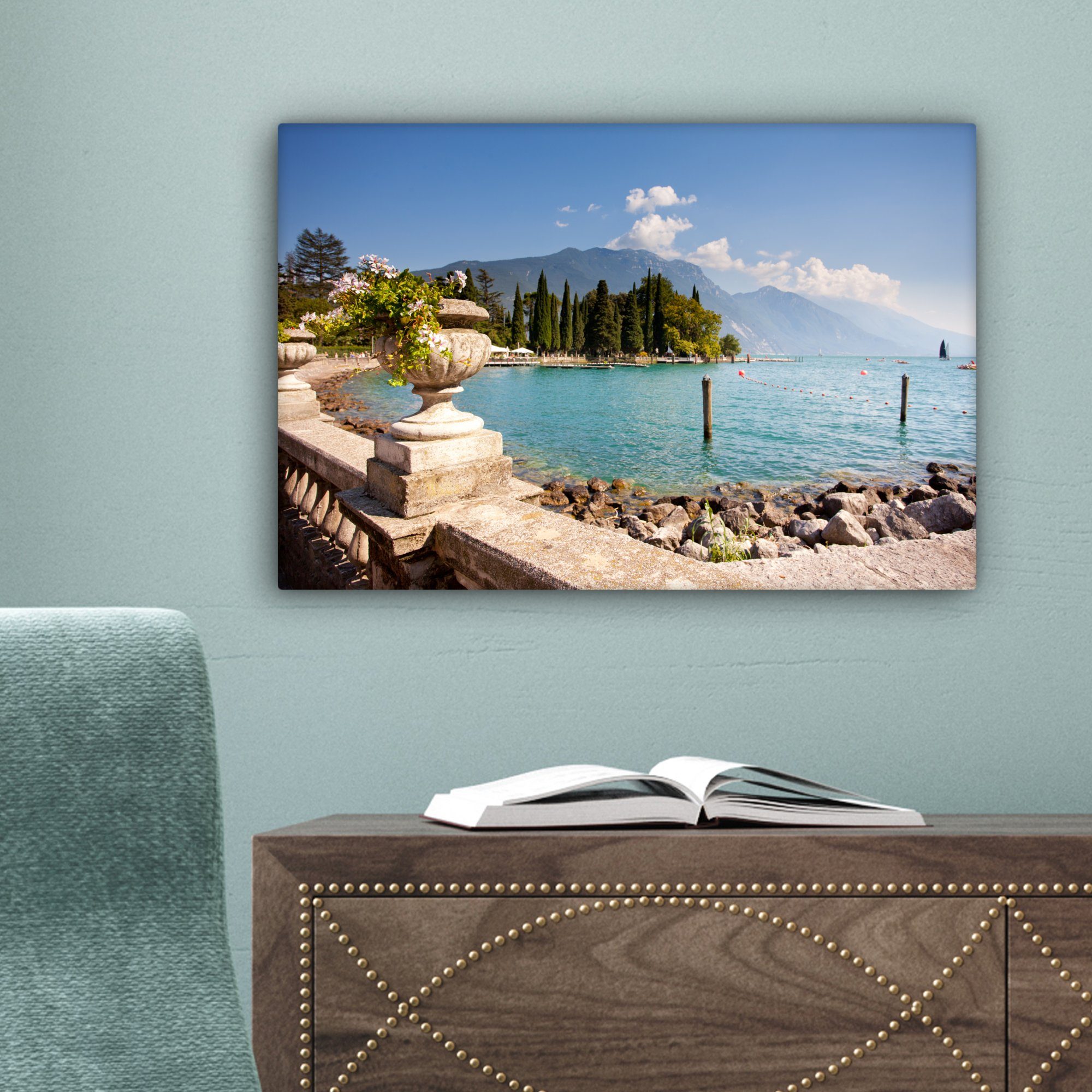 OneMillionCanvasses® Leinwandbild Gardasee - Küste - Wasser, Fotodruck (1 St), Wandbild, Deko Schlafzimmer Wohnzimmer Flur 20x20 cm – Bild 3 von 5
