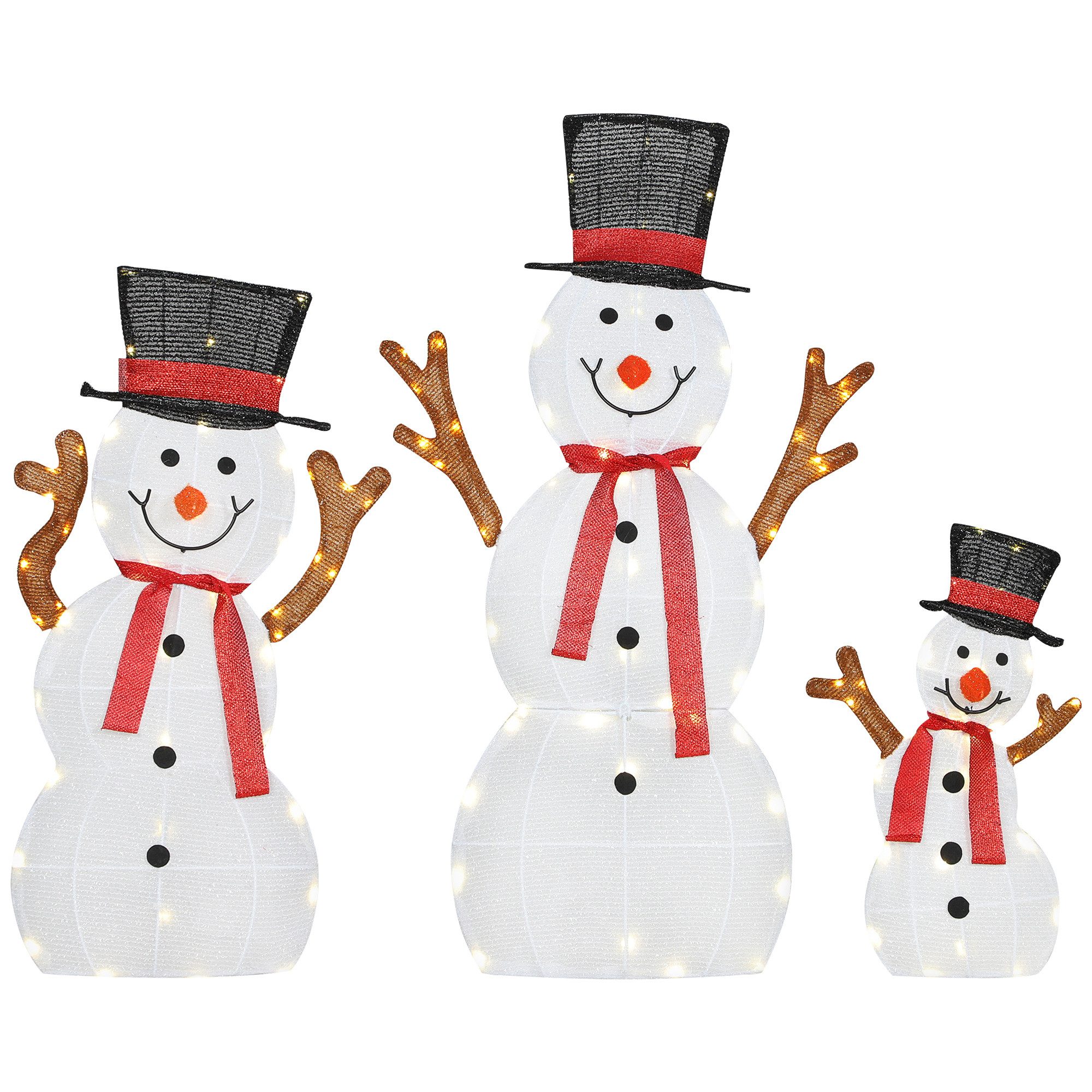 furnicato Künstlicher Weihnachtsbaum Beleuchtete Weihnachtsschneemannfamilie 64x30x91,5 cm