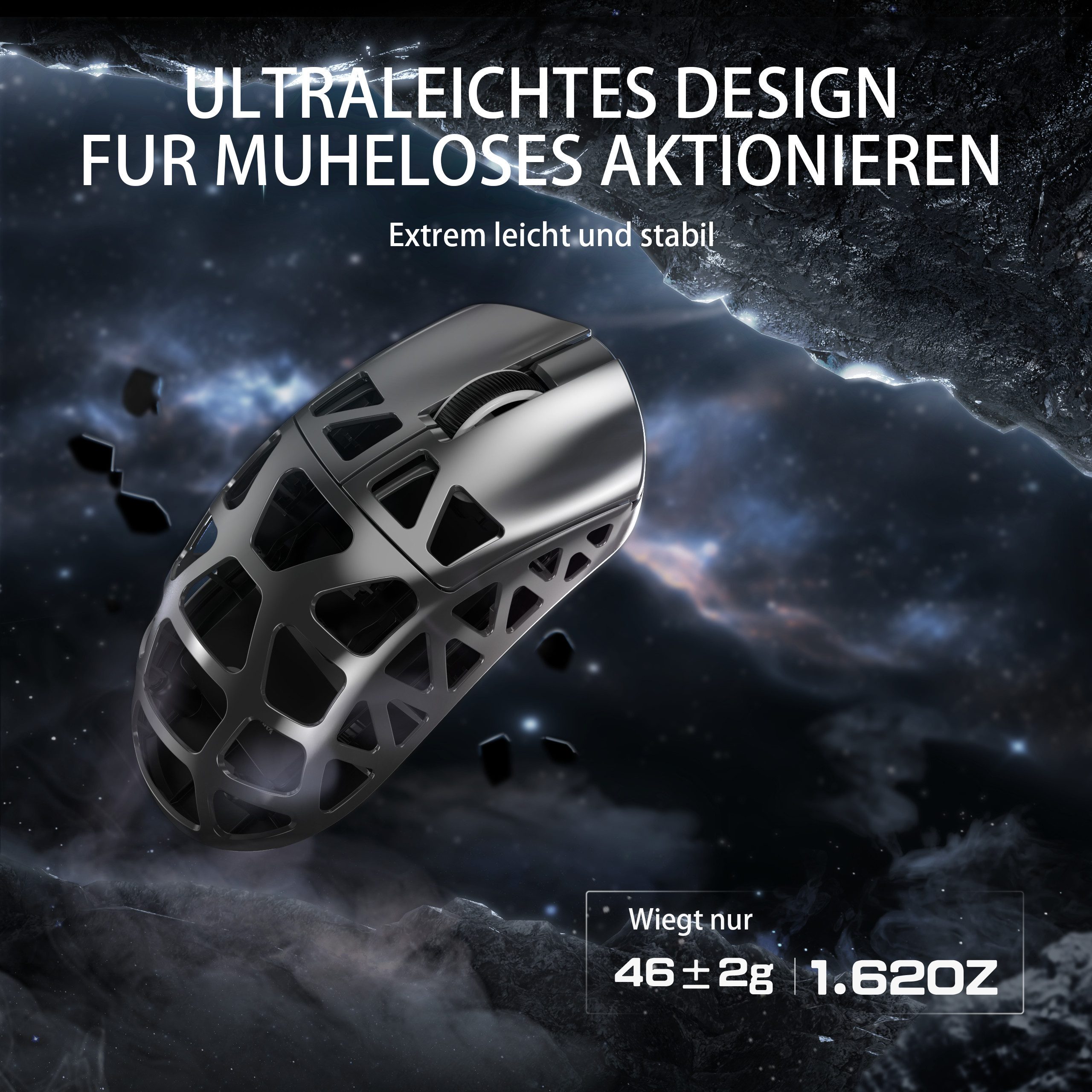 ATTACK SHARK R3 Kabellose Gaming-Maus aus Magnesiumlegierung, 8kHz, 48g Gaming-Maus (2.4G, Bluetooth, USB-C, 26000 dpi, PAW3395-Sensor,46g,8000hz,Magnesiumlegie – Bild 3 von 5