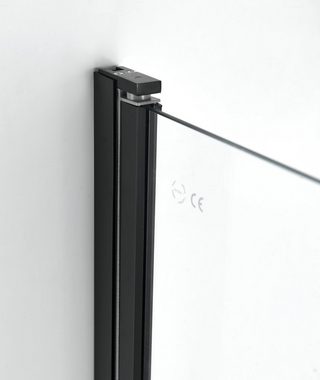 Sanotechnik Dusch-Schwingtür ELITE, 79,5x195 cm, Einscheibensicherheitsglas, Schwenkttür für Duschen mit Alu-Profilen in schwarz matt