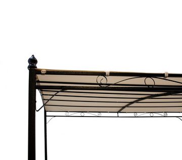 DEGAMO Anbaupavillon MANTOVA-XL, 3,0x3,0 Meter, Gestell Stahl schwarz, Plane PVC-beschichtet écru