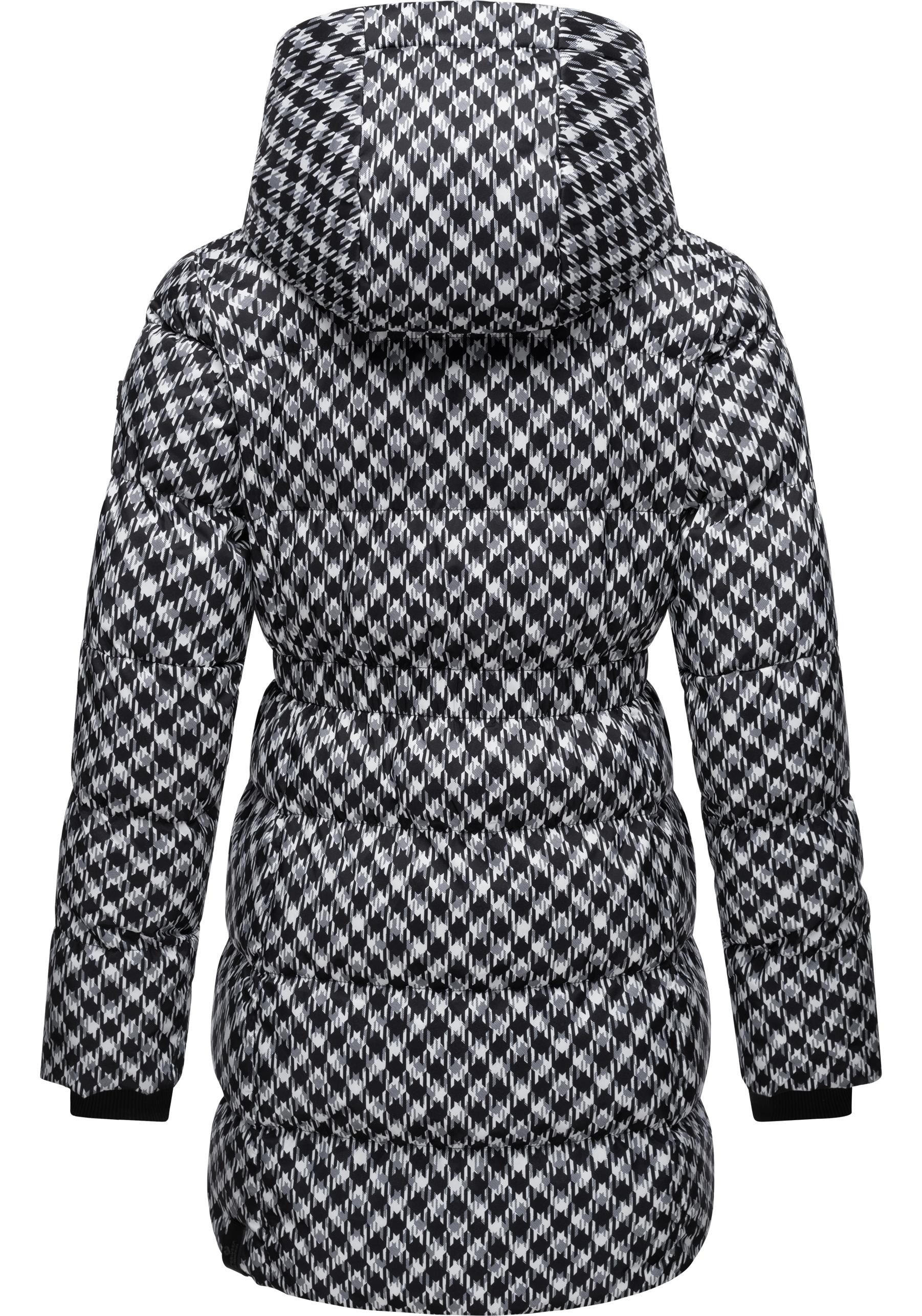 Ragwear Steppmantel Niara Print wasserdichter Mantel mit angesagtem Hahnentritt Muster