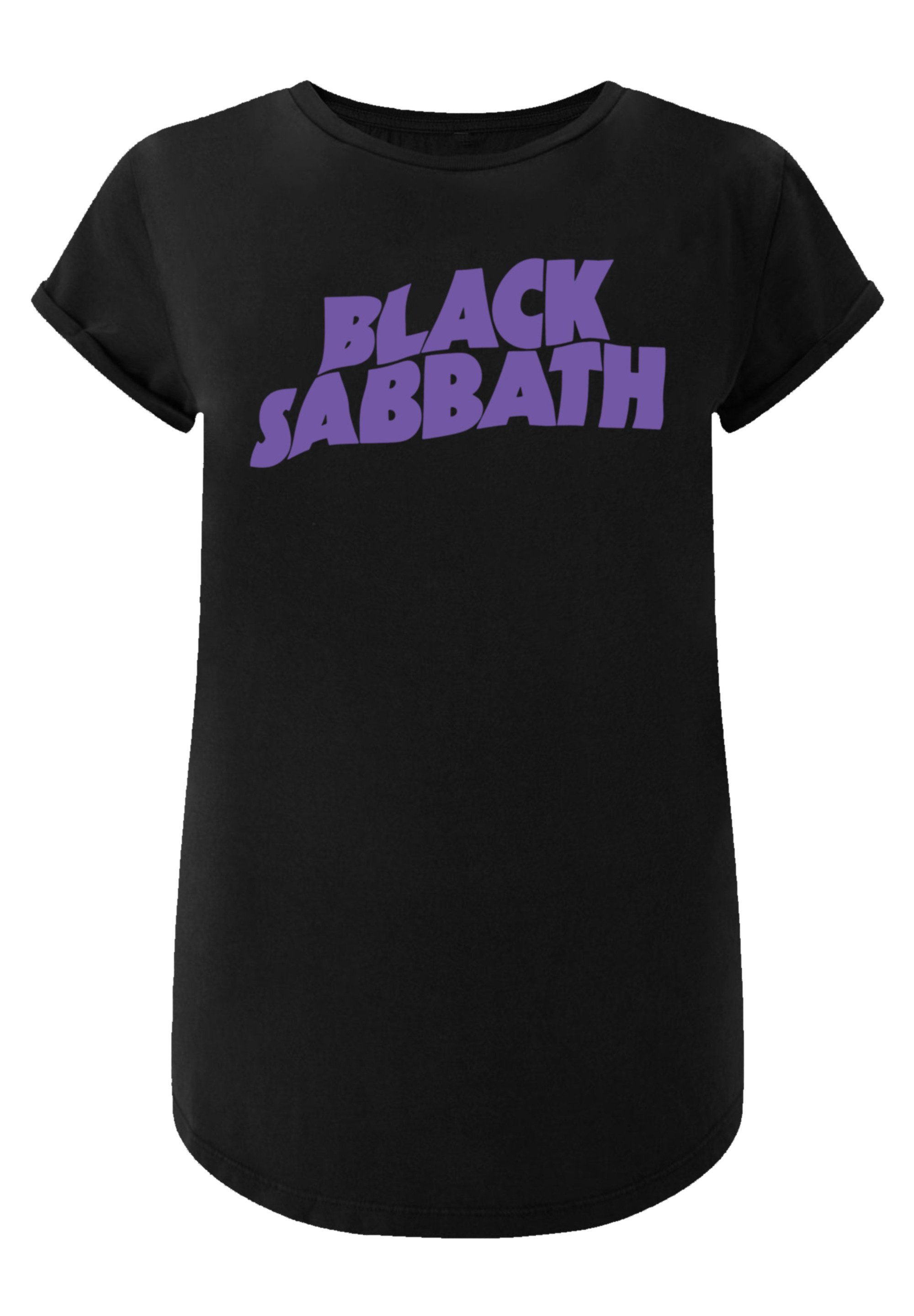 Black Wavy fairen Sabbath Logo Print, Unter produziert Arbeitsbedingungen T-Shirt F4NT4STIC