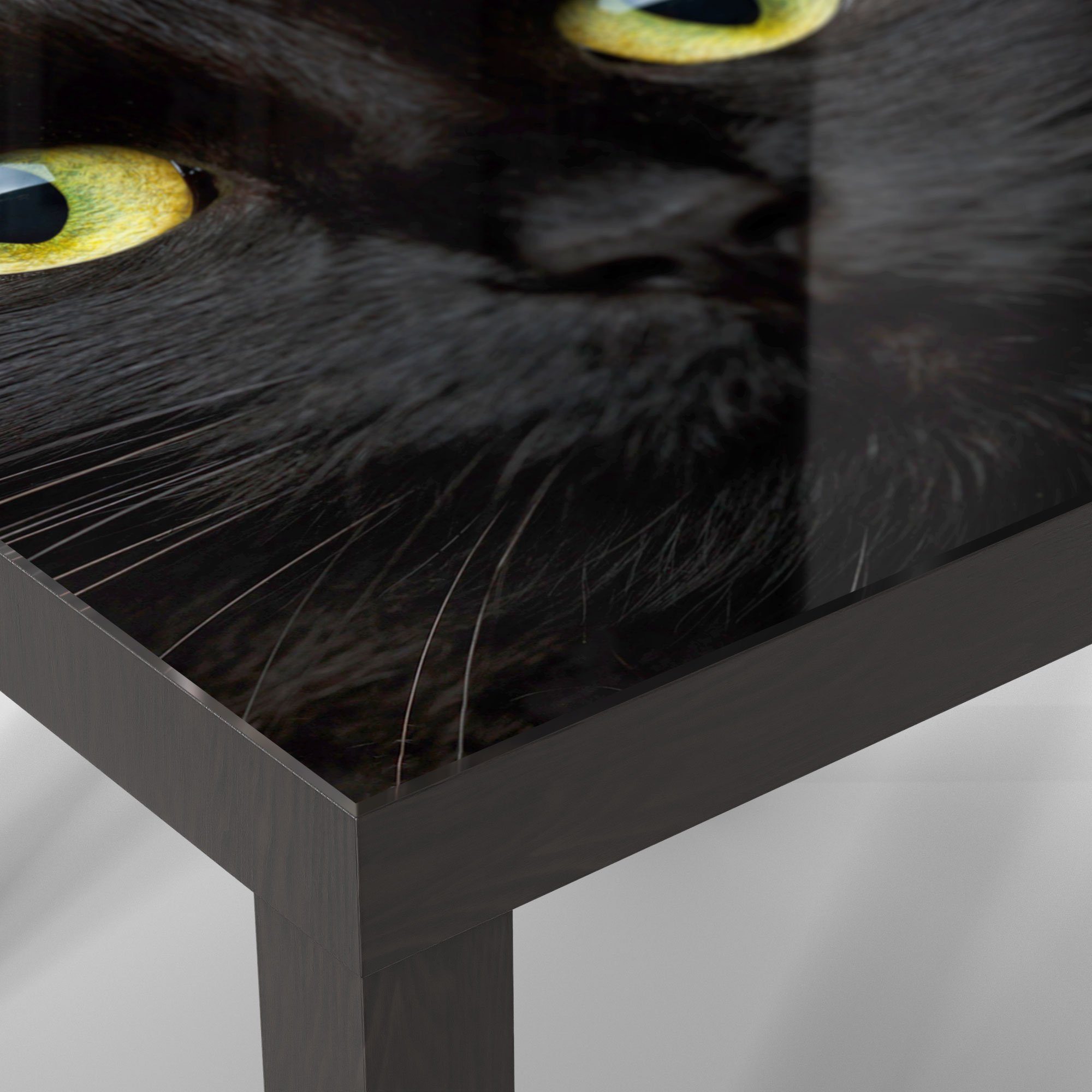 Glas Schwarz Kätzchens', Glastisch DEQORI modern Couchtisch Beistelltisch 'Gesicht eines