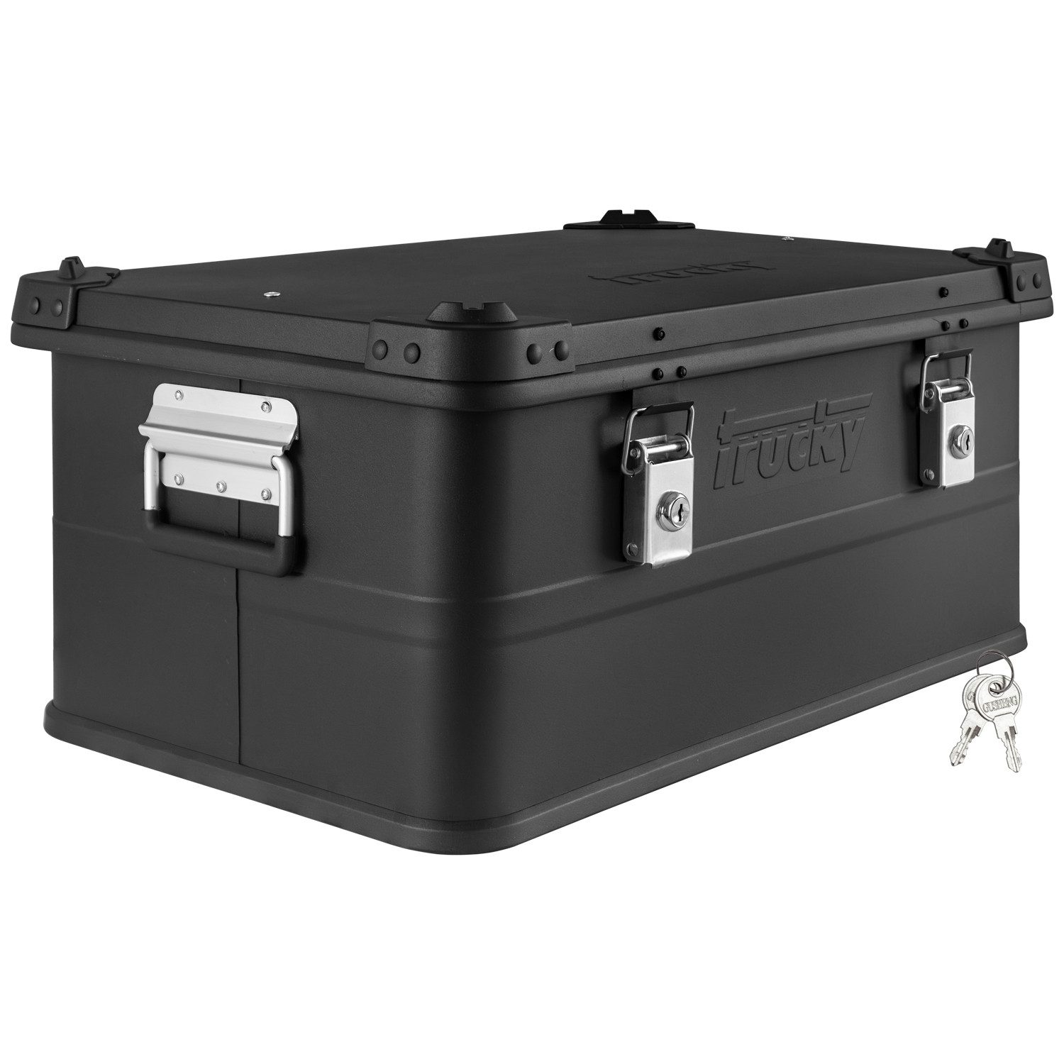 Allzweckkiste Auswahl 30-140 L Aluminium Box mit Deckel Kiste Transportbox Schwarz