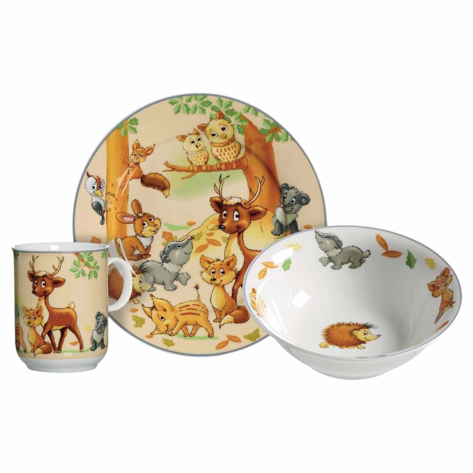 Kindergeschirr-Set Waldtiere Kindergeschirr 3er Set