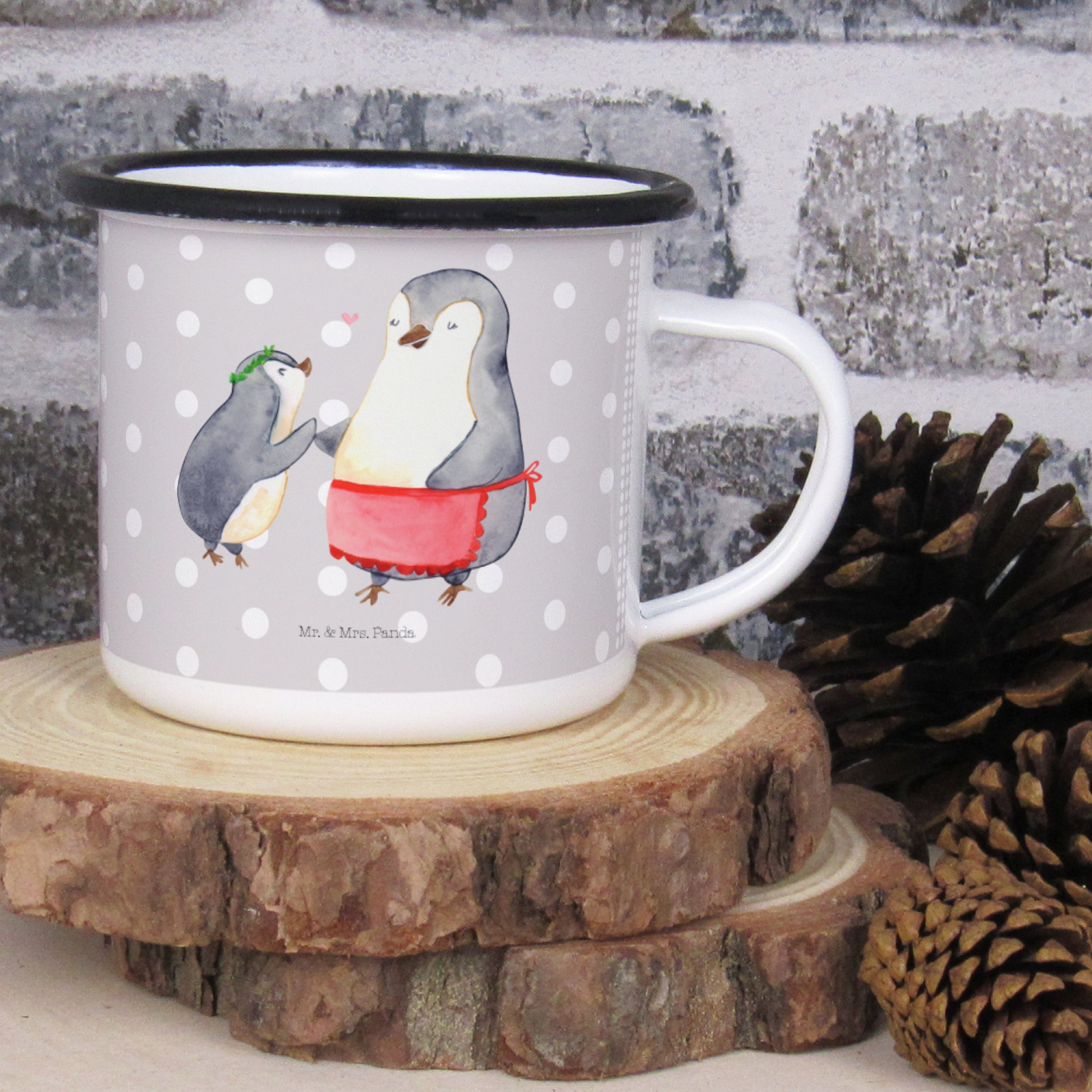 Mr. Kind Geschenk, Geburststa Panda St) Dekobecher Grau (1 Tasse, Mrs. Outdoor mit - Pinguin - & Pastell