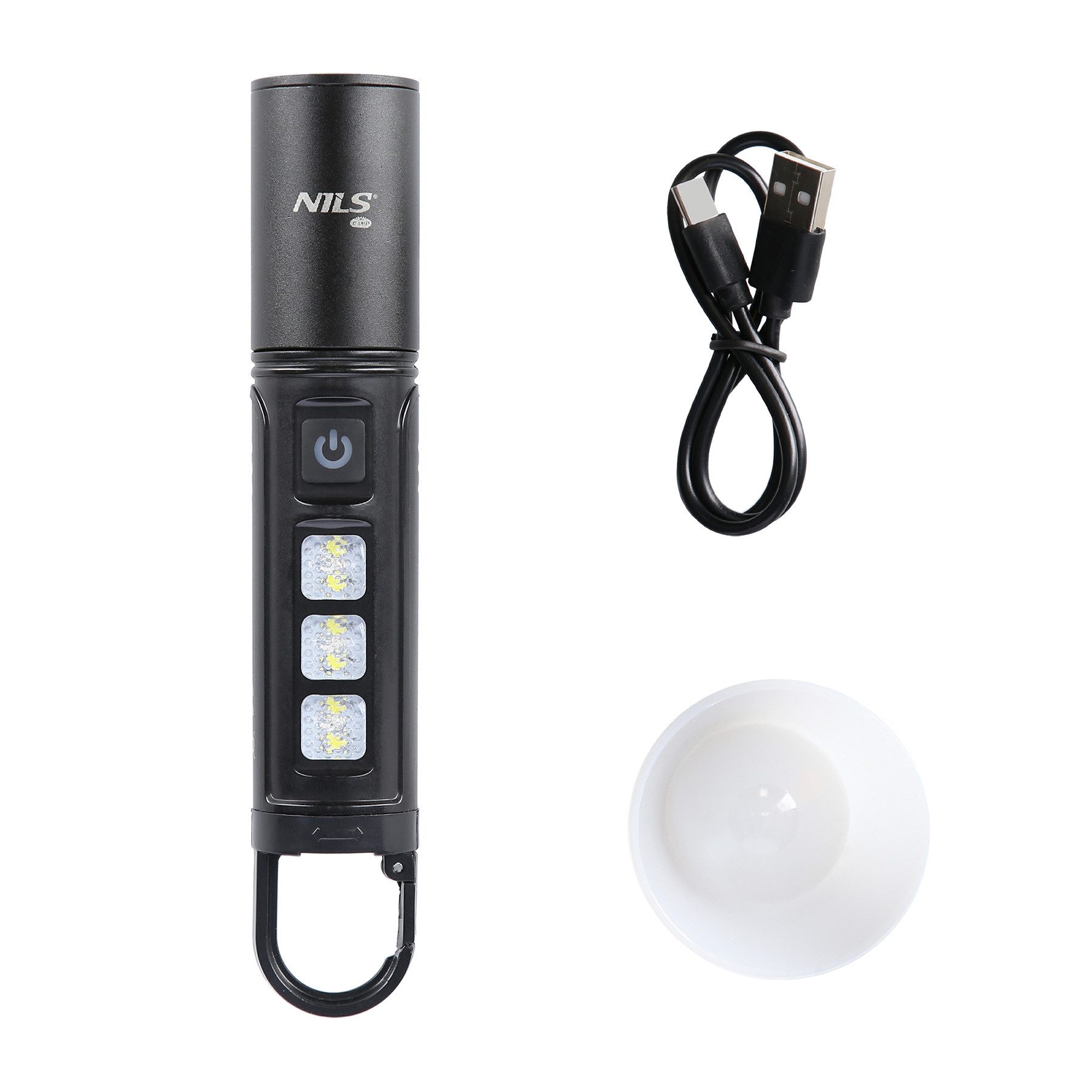 NILS CAMP LED Taschenlampe Campinglampe Warnlicht wiederaufladbare Lampe