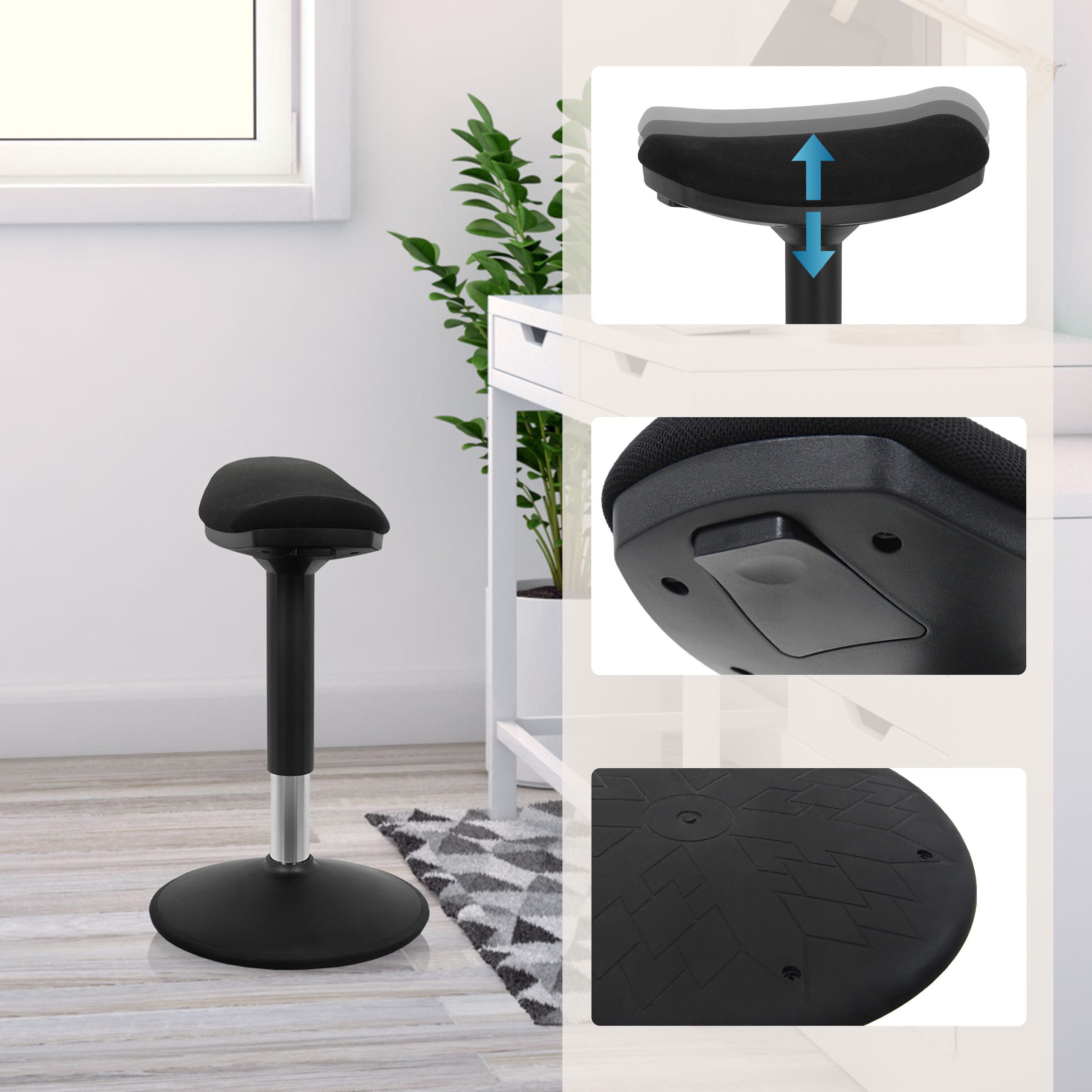 hjh OFFICE Stehhilfe Stehhilfe BALANCE SIT I B Stoff ohne Armlehnen, Hocker