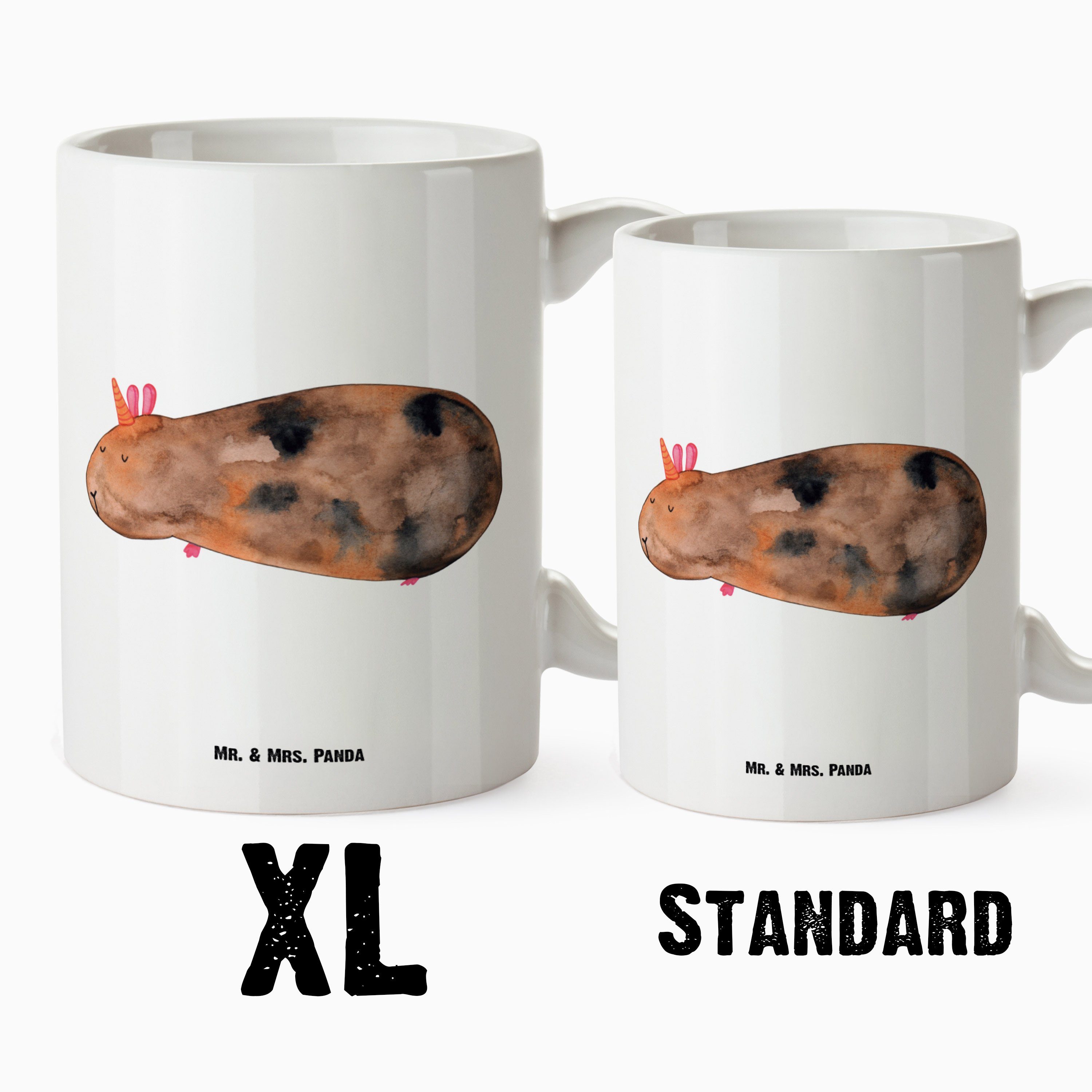 Mr. & Meerhörnchen Mrs. - Tasse Panda - XL Tasse Weiß Meerschwe, spülmaschinenfest, Geschenk, Keramik Unicorn,