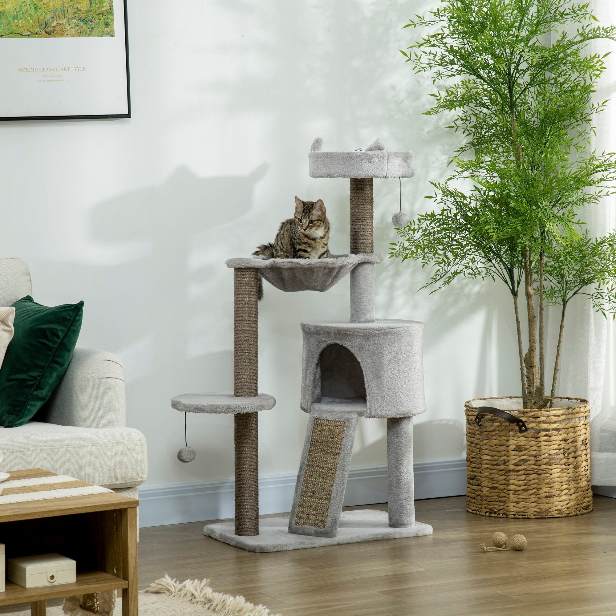 PawHut Kratzbaum inkl. Katzenhöhle, Katzenbett, Katzenhängematte günstig online kaufen