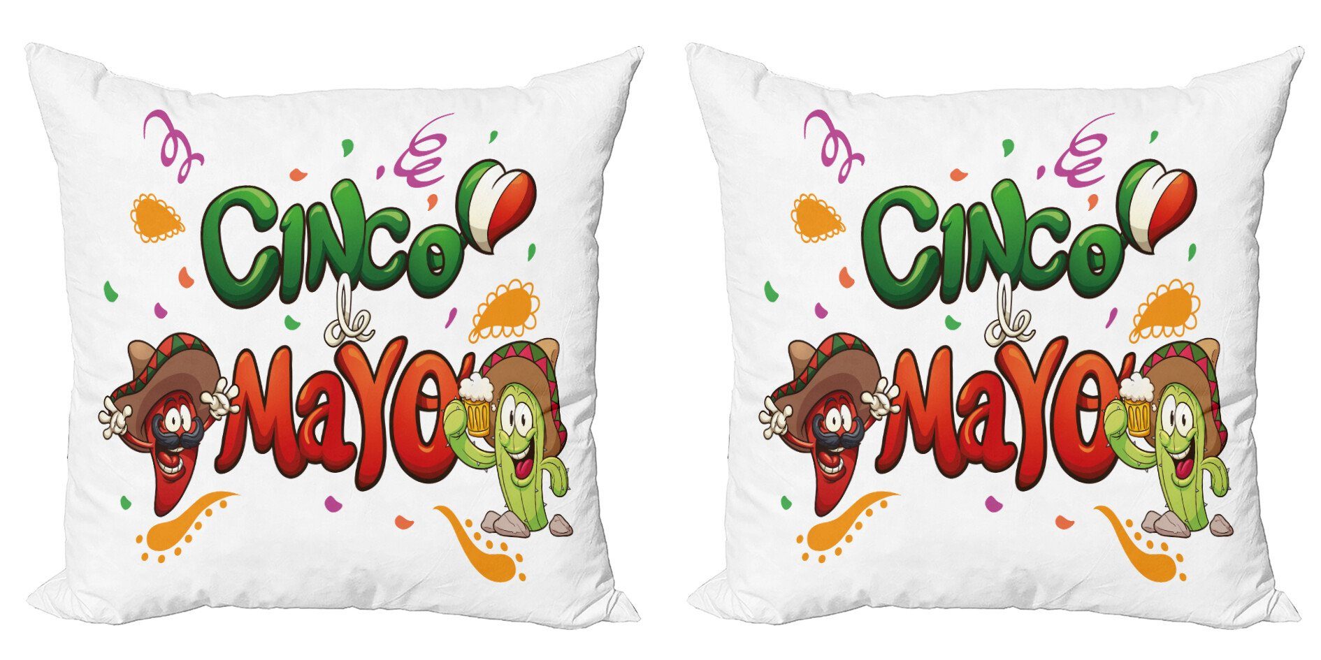Kissenbezüge Modern Accent Doppelseitiger Digitaldruck, Abakuhaus (2 Stück), Cinco de Mayo mexikanischer Cartoon