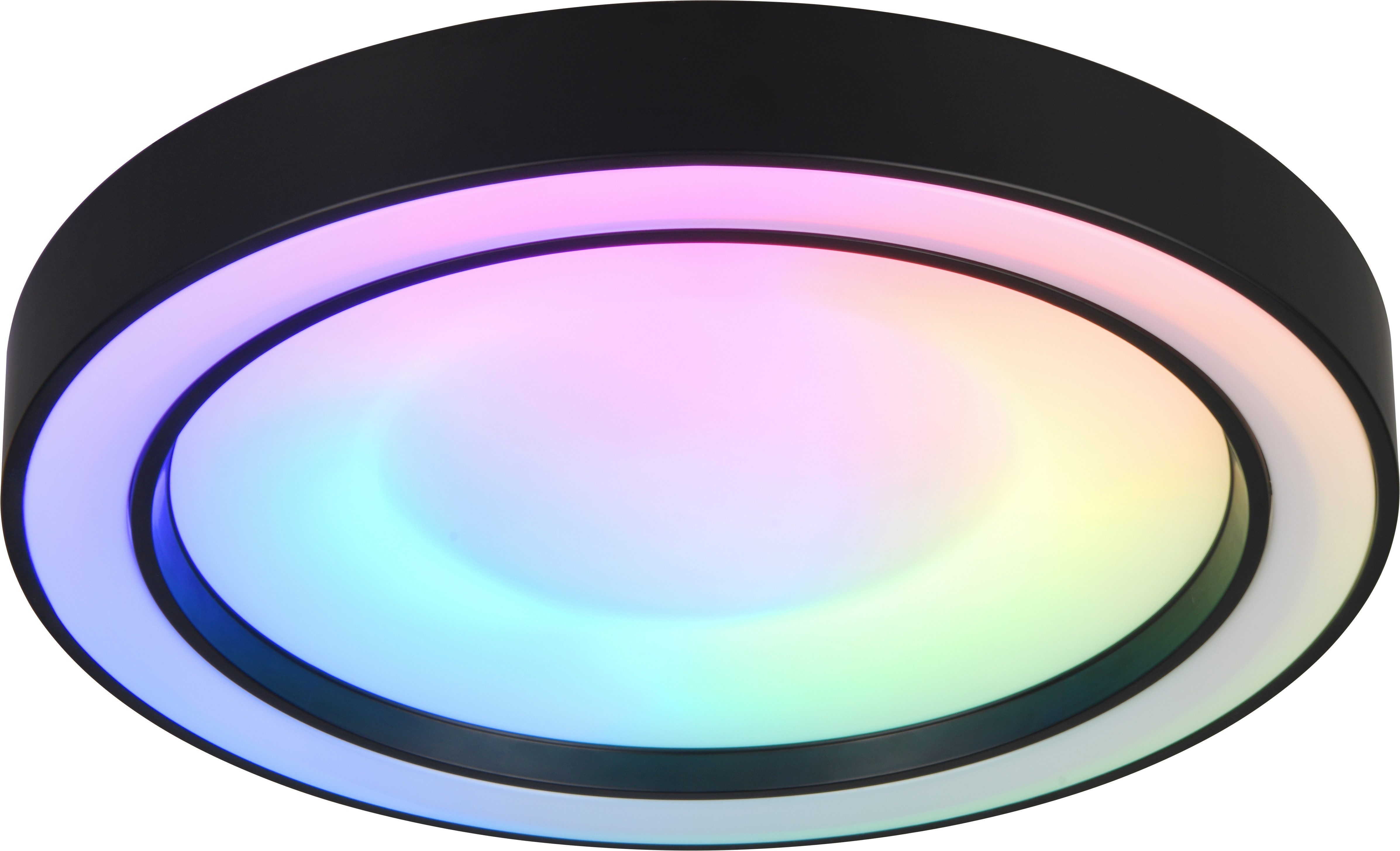Reality Leuchten LED Deckenleuchte ARCO, LED Deckenlampe mit RGB Farbwechsel 22W 2500 Lumen 2700-6000K, CCT - über Fernbedienung, Dimmfunktion, Farbwechsel, Fernbedienung, Infrarot inkl., Memoryfunktion, Nachtlichtfunktion, LED fest integriert, Farbwechsler, RGB, CCT dimmbar Fernbedienung Ø 40cm Deckenlampe Kinderzimmer Schlafzimmer