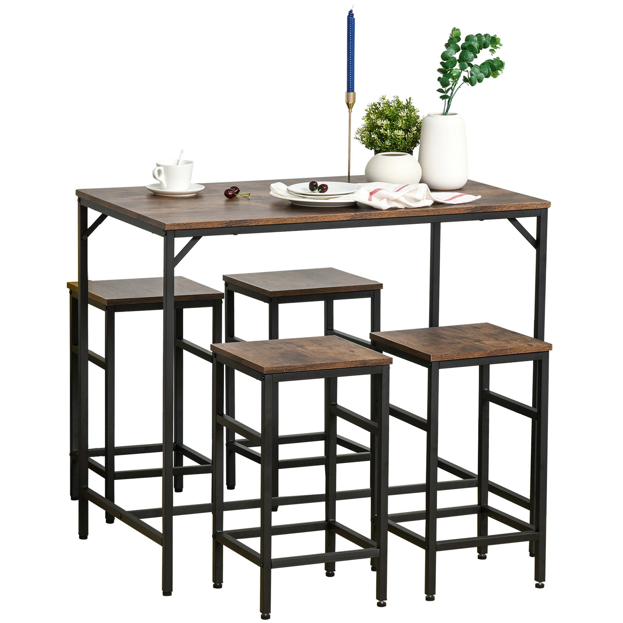 HOMCOM Bartisch Bartisch-Set mit 4 Barhockern günstig online kaufen