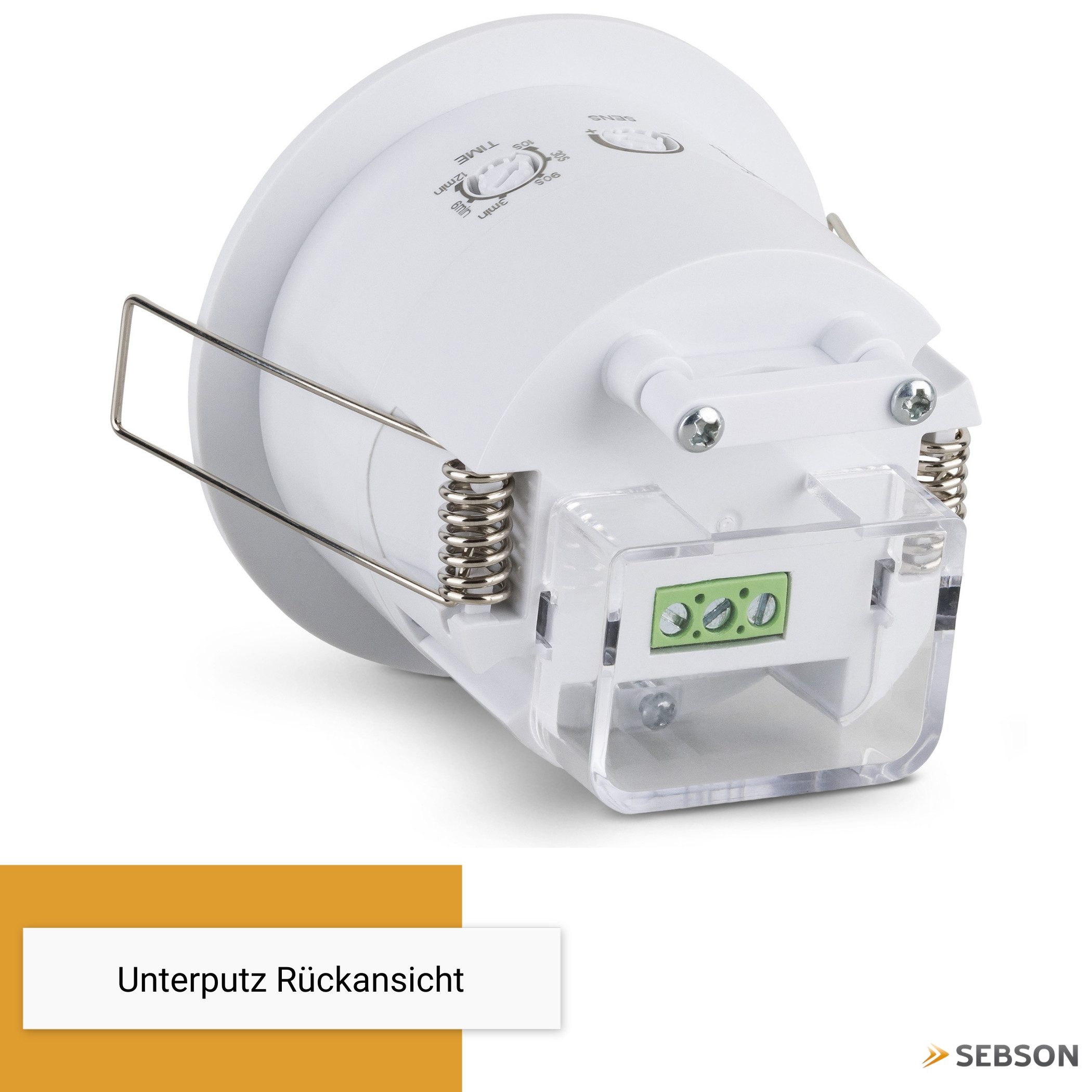 SEBSON Bewegungsmelder Hochfrequenz Sensor Unterputz - Präsenzmelder 6m 360° programmierbar, Atmungserkennung, LED geeignet 1.000W, 3-Draht, Einbauloch Ø63-66mm