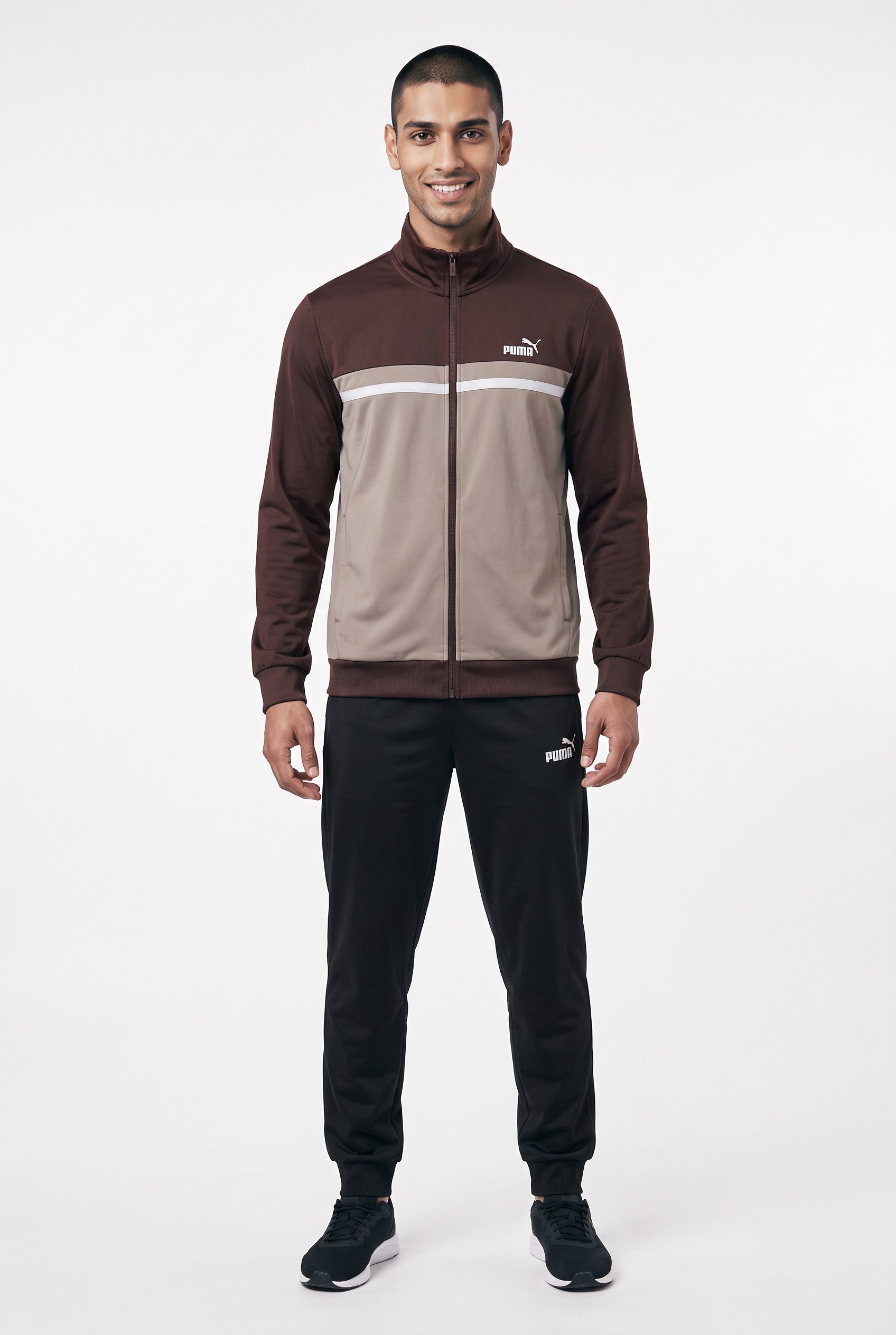 PUMA Trainingsanzug POLY COLORBLOCK SUIT (2-tlg), zweiteiliges Set, mit Reißverschluss am Oberteil, aus Polyester