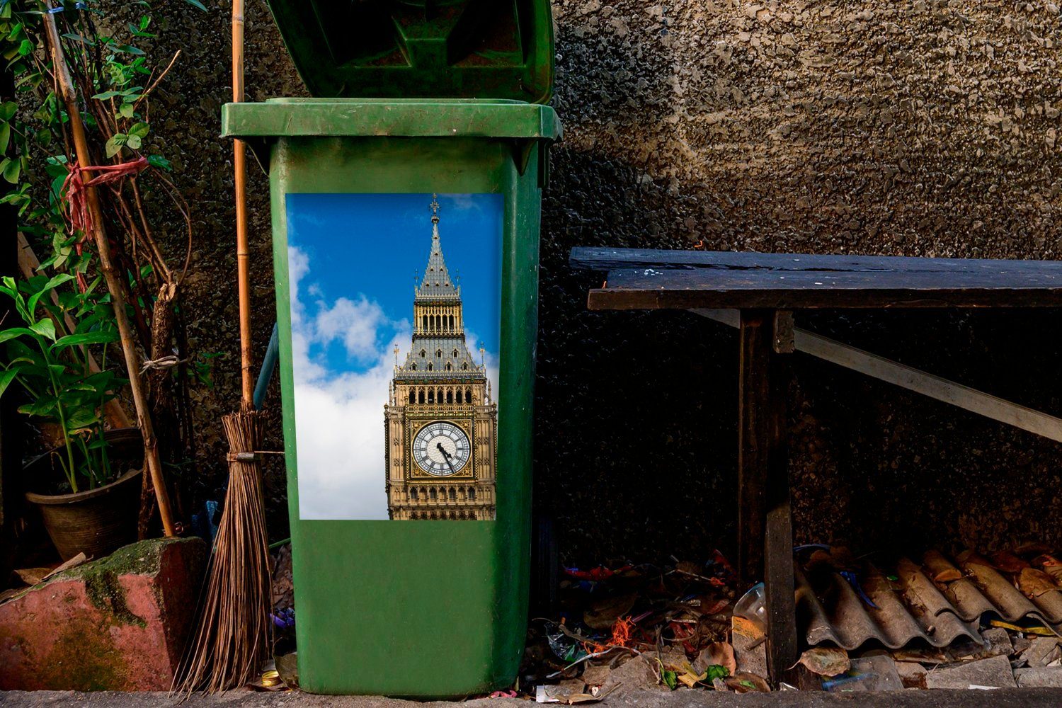Mülleimer-aufkleber, Abfalbehälter Wandsticker Uhrenturms Container, des St), Big Nahaufnahme London von Mülltonne, Sticker, in Ben MuchoWow (1
