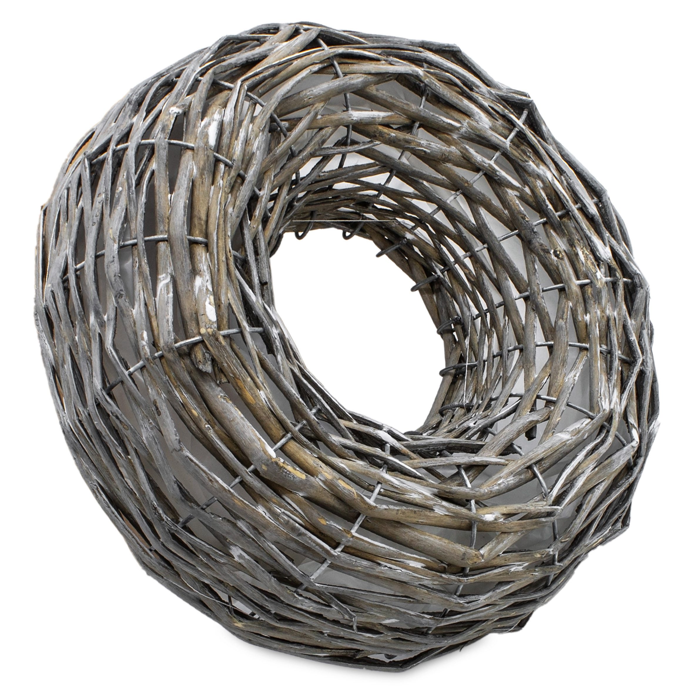 Spetebo Pflanzschale Rattan Pflanzring natur mit Folie 2er Set - 30 / 25 cm - (Stück, 1 St., 2er Set), in 2 verschiedenen Größen