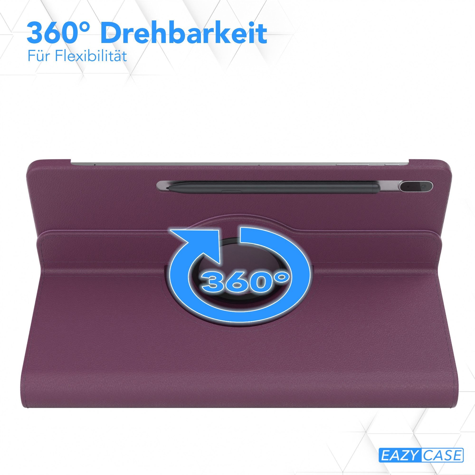 EAZY CASE Tablet-Hülle Rotation Case für Samsung Galaxy Tab S7 FE / 5G 12,4 Zoll, Tablet-Hülle Bookstyle Case Fullcover Schutz Tasche Stehfunktion Lila