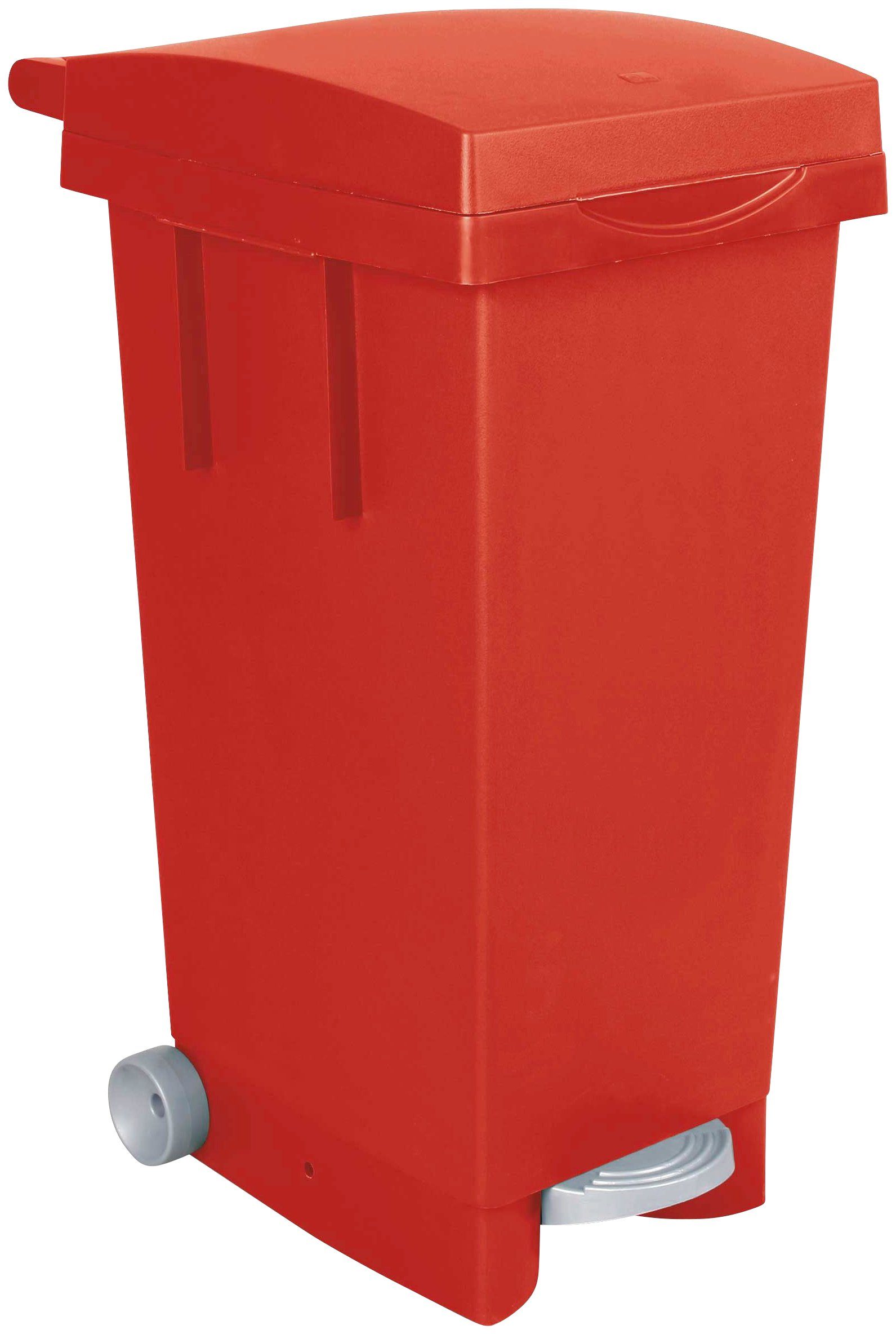 Mülleimer, BxTxH 370 x 510 x 790 mm, Inhalt 80 Liter, rot, 2 Stk | Treteimer