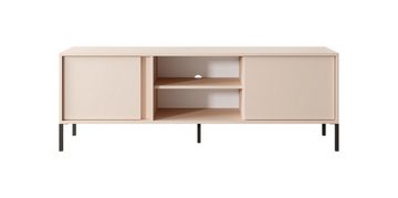 Furnix Wohnwand Mediawand DASTI 1 Möbelwand Highboard und TV-Schrank Beige, B256,4 x H123,4 x T39,5 cm, Made in EU