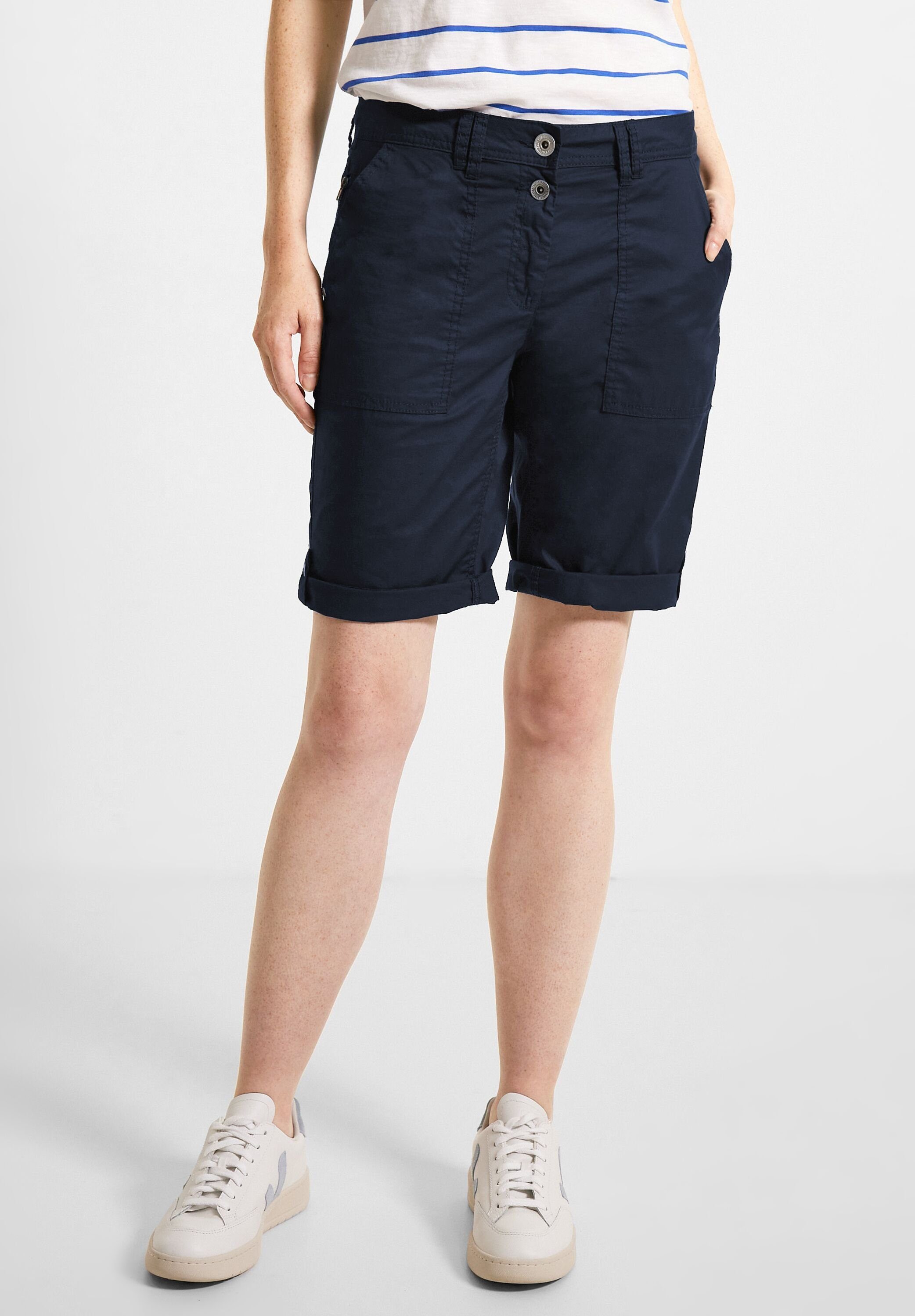 Deep Zipper Cecil Blue in (1-tlg) Cecil Fit Loose Shorts Shorts