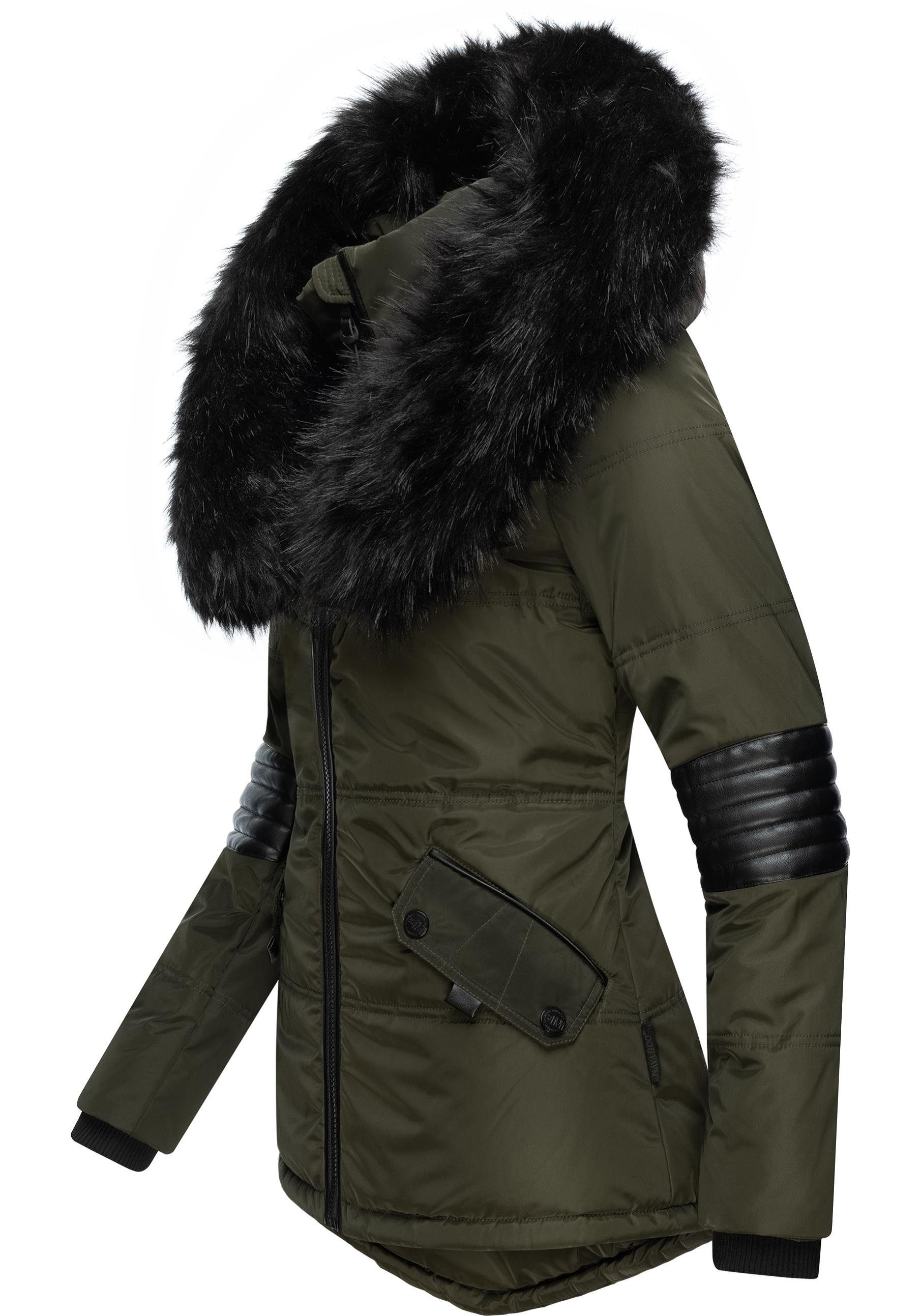 Navahoo Winterjacke Nirvana edle Steppjacke m. schwarzem Kunstpelzkragen günstig online kaufen