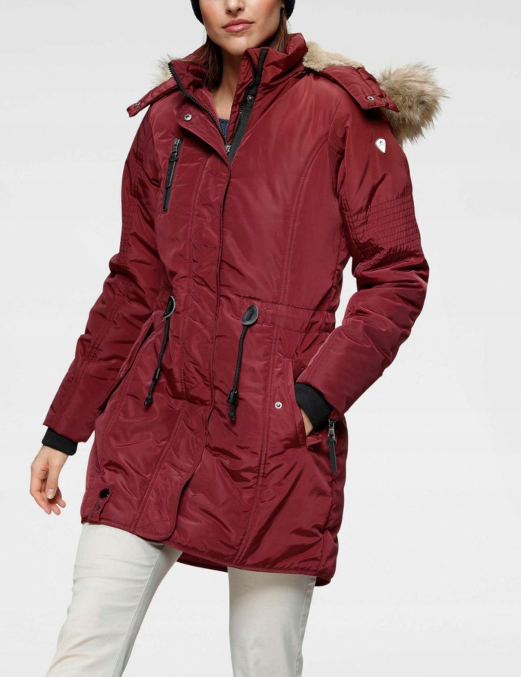 Keskin Collection Parka Damen Winter Mantel Kunstfell Kapuze warm  Kunstfellfutter Parka Jacke (mit abtrennbarer Kapuze) Mit Kapuze,  Abnehmbarer Kunstfell an der Kapuze, Innen Teddyfell