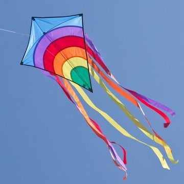 CiM Flug-Drache Rainbow Eddy BLUE, 65x72cm mit acht Streifenschwänzen inkl. Drachenschnur
