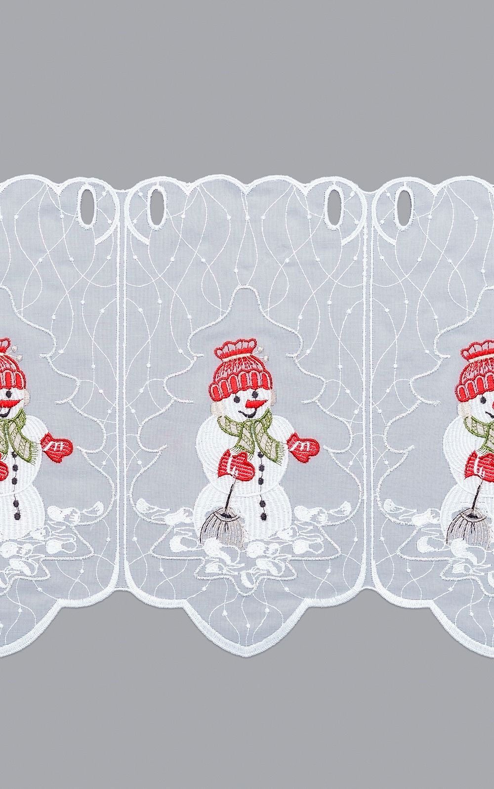 Plauener Spitze® Scheibengardine Snowman (1 St), transparent, HxB 30x48.9cm