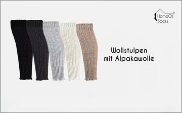 HomeOfSocks Beinstulpen Alpaka Stulpen Damen aus Wolle Grobstrick Leg Warmer Hoher Tragekomfort dank Gummibund Höhe verstellbar