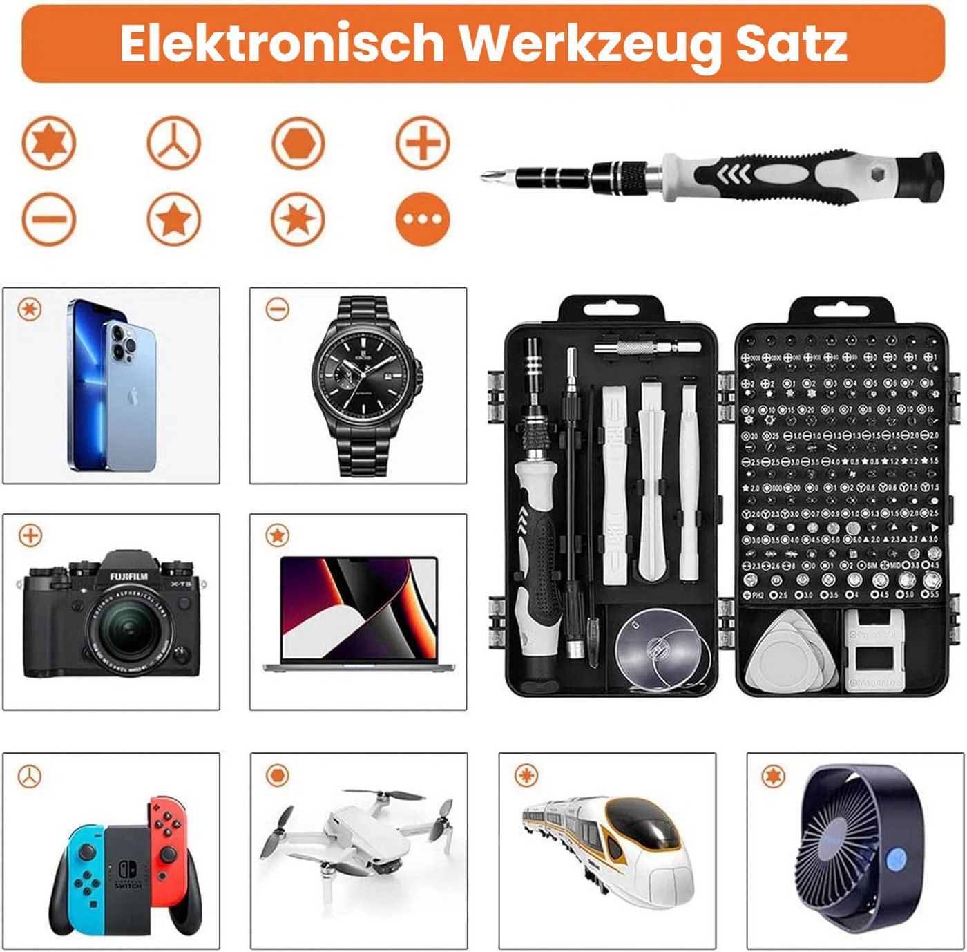 Thumbnail - BlingBin Schraubendreher 115 in 1 Professionelles Reparatur-Werkzeug-Set, (115er Set, 115 St., 115 Stück), Präzisions El...