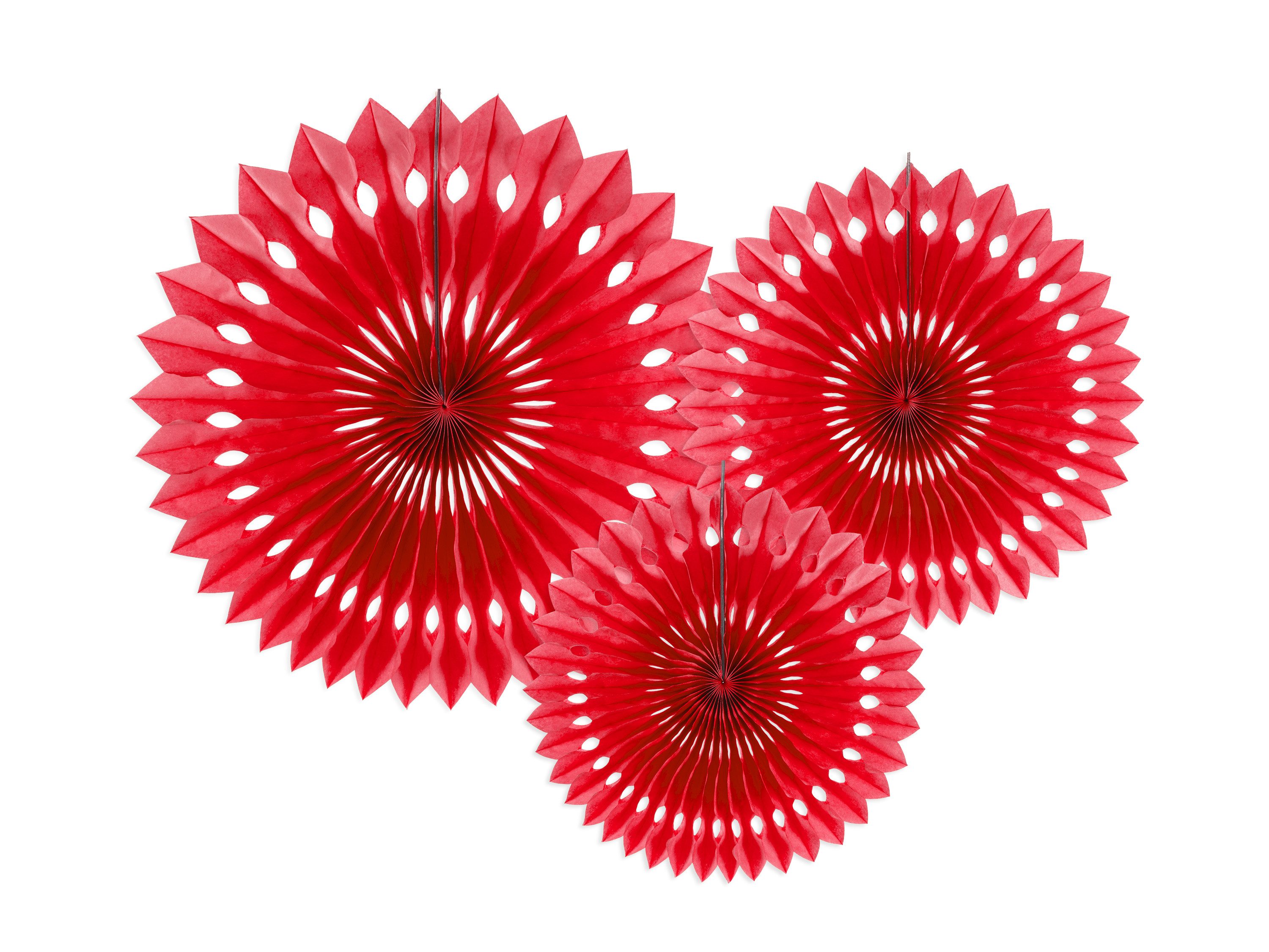 partydeco Hängedekoration Dekofächer 30/25/20cm/3St. Rot