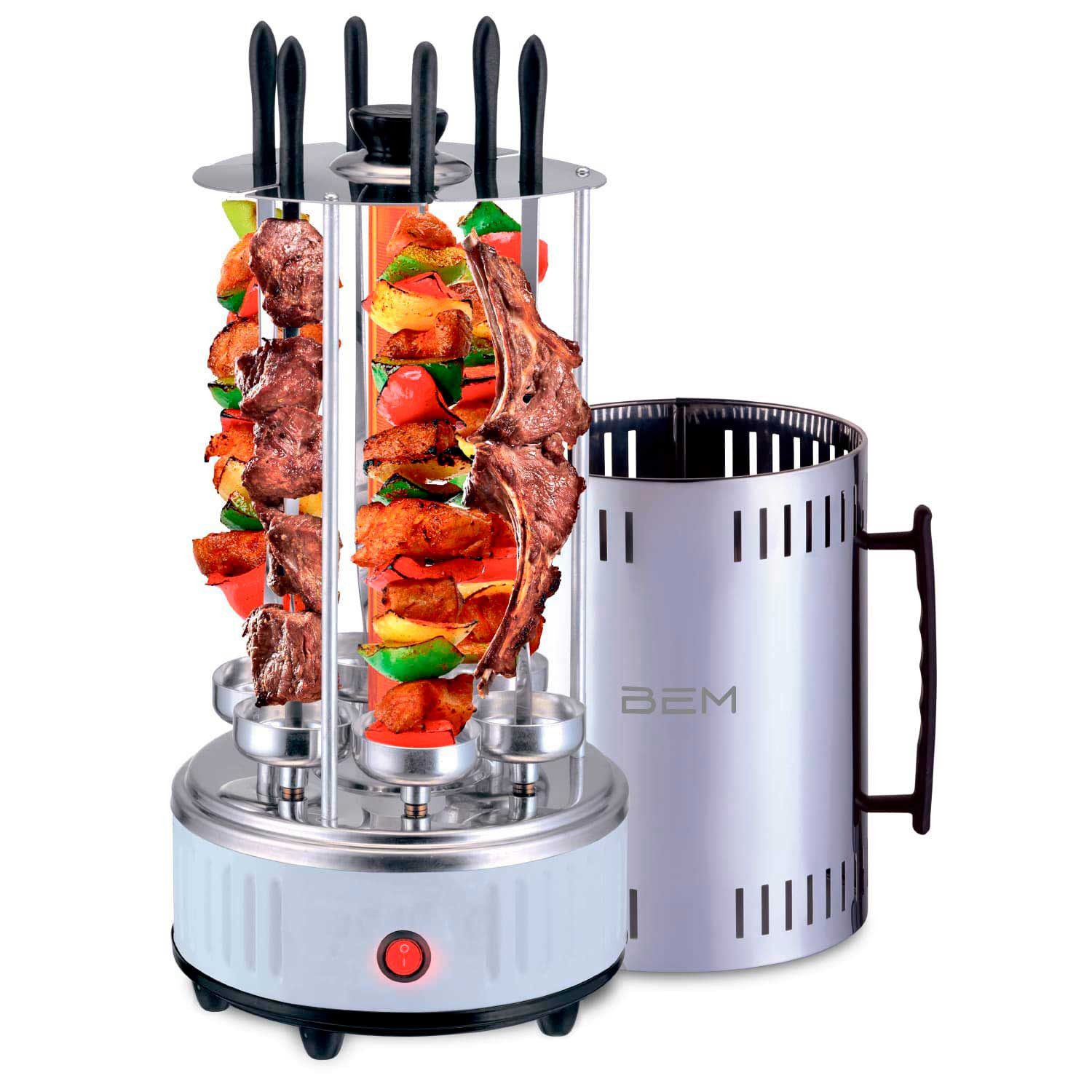 BEM Tischgrill Neo Barbecue Vertikal-Standgrill BBQ Schaschlikgri, 1000 W, Fettauffangschalen und 12 Spieße inkl.