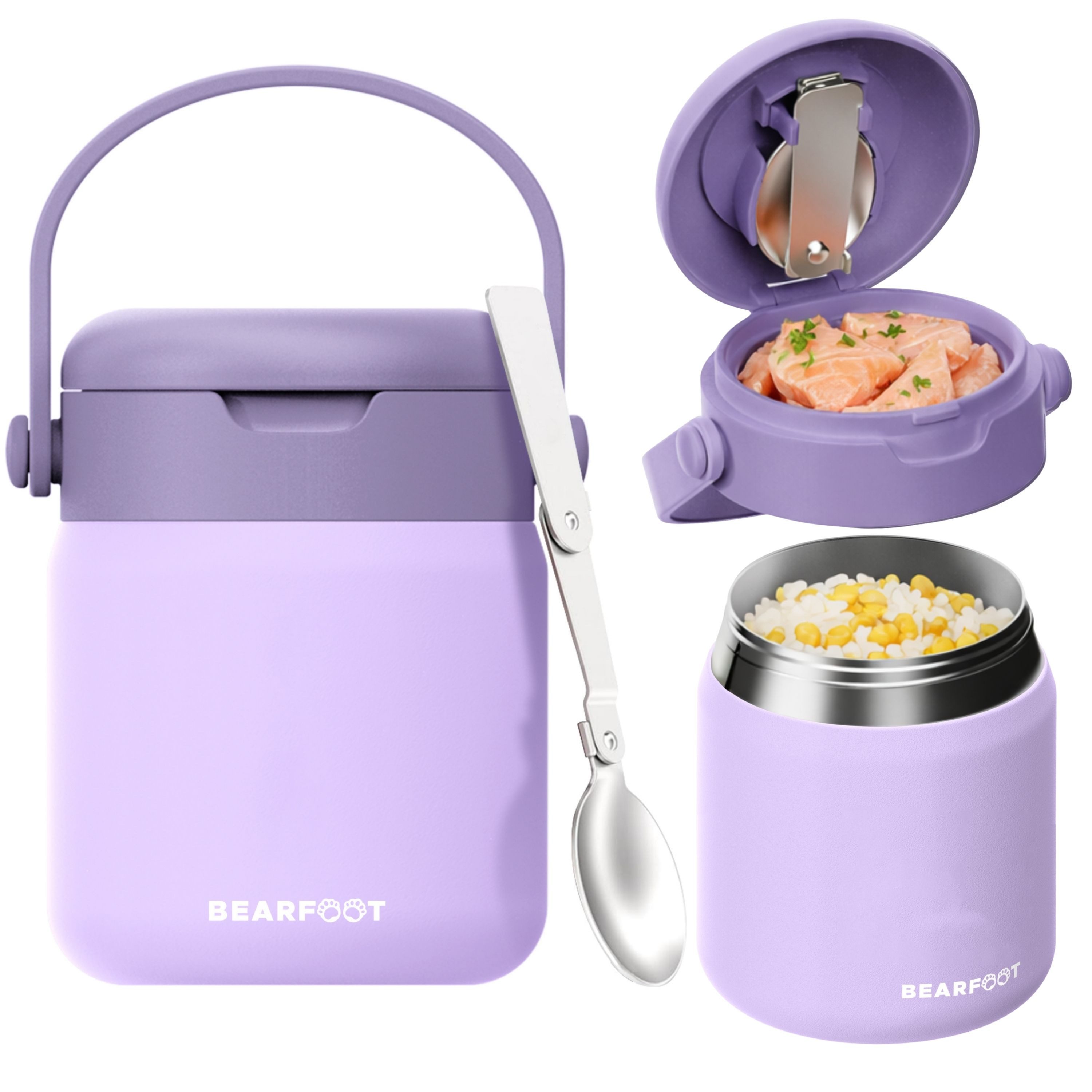BEARFOOT Trinkflasche Thermobehälter Kinder Edelstahl - lila, Thermobehälter, auslaufsicher, Edelstahl, Food jar, BPA-frei