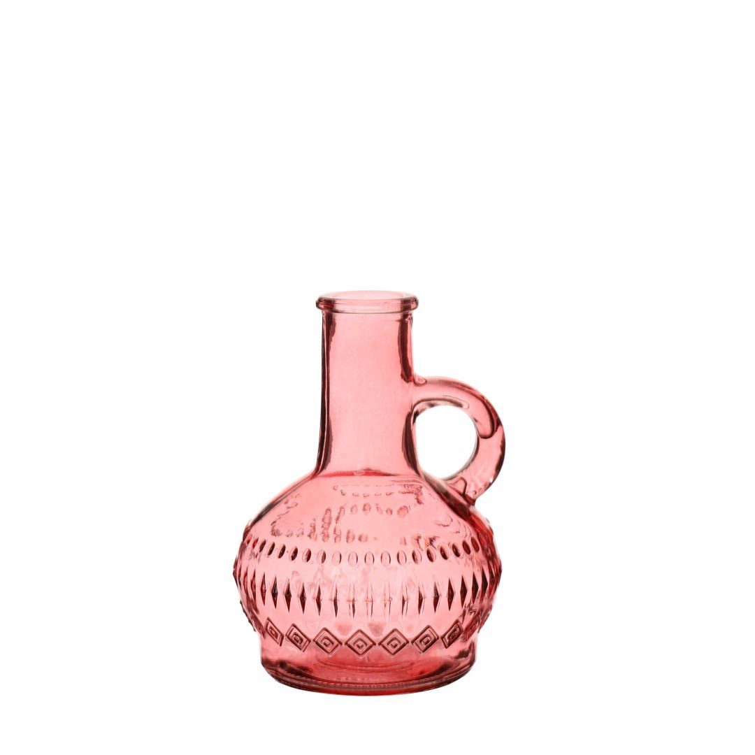 NaDeco Dekovase Glasflasche "Lille" in Hellrosa, Höhe 10cm, Durchmesser 7 cm