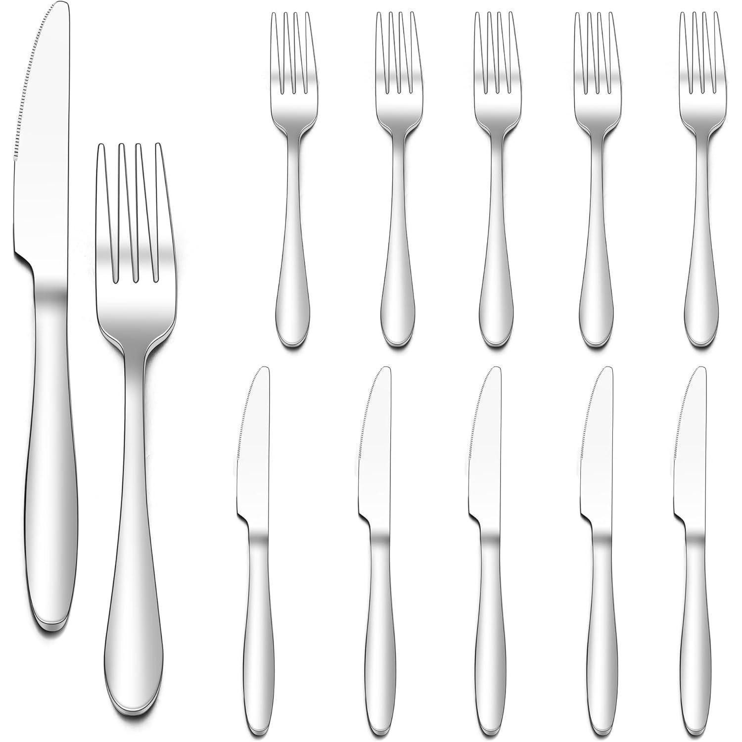 LuxusKollektion Steakbesteck Besteckset Steakbesteck Messer Gabel Edelstahl 12 Klassisch Griff