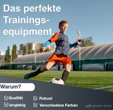 Sportyfits® Markierungshütchen 20x Markierungshütchen Hütchen Kegel für Slalom Trainingszubehör (20er Set, 20 St., 20 Hütchen in 5 verschiedenen Farben), Flexibles Material / inkl. Halterung