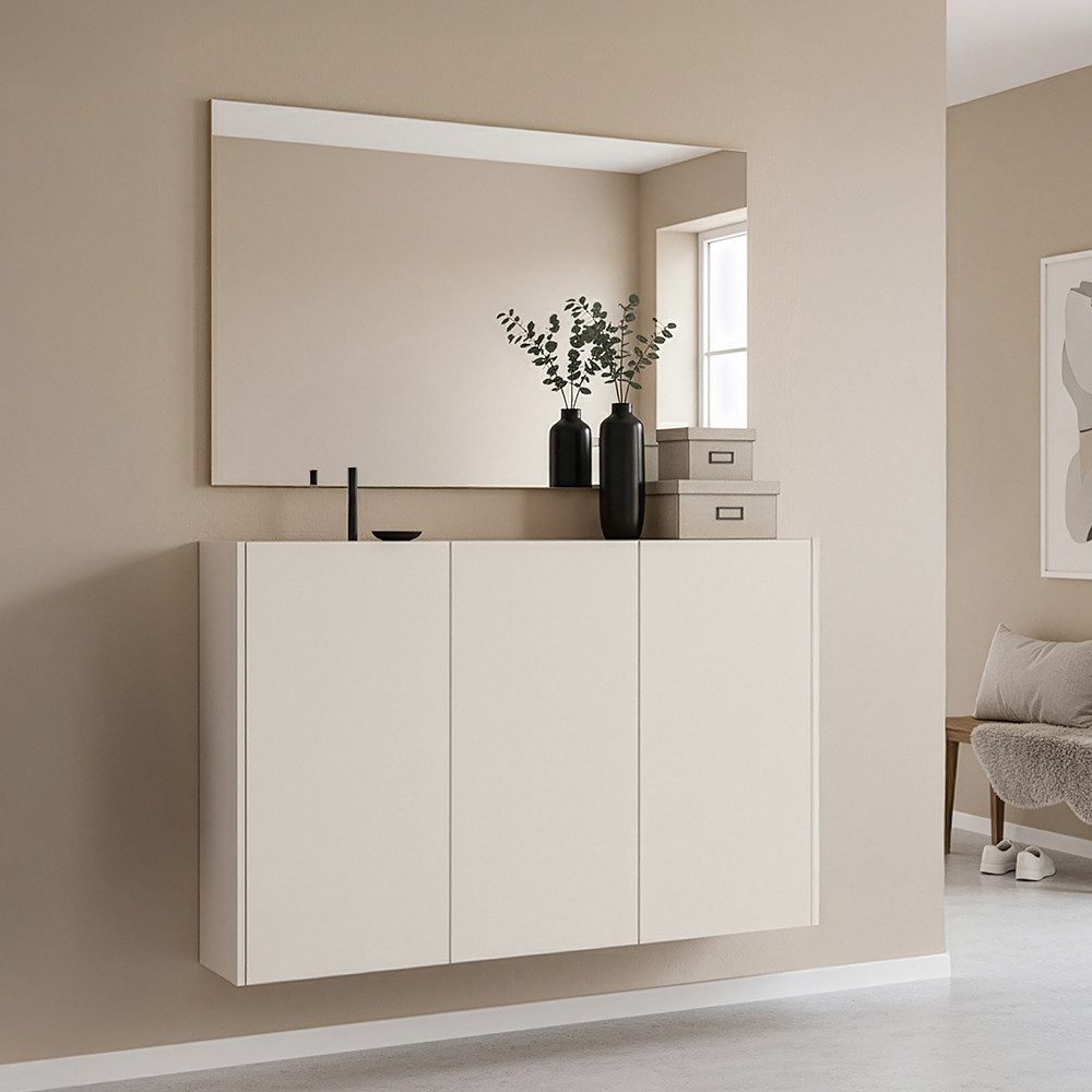 Lomadox Garderoben-Set LAPUA-01, (Spar-Set, 2-St., Schuhschrank Spiegel), in kaschmir und Eiche, ideal für schmale Flure
