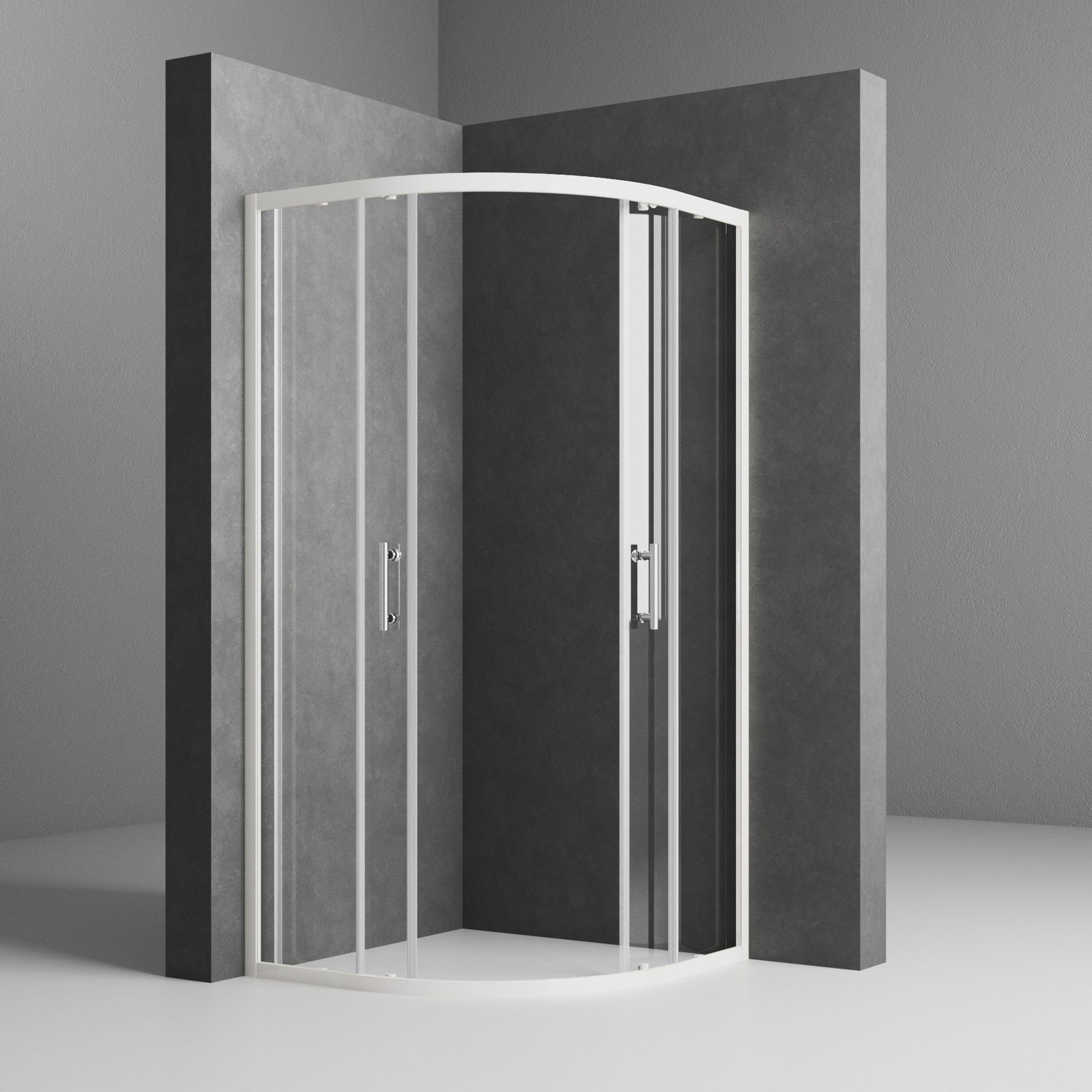 GOEZES Runddusche 90x90x185 Duschkabine Duschkabine Schiebetür Viertelkreis radius 55cm, BxT: 90x90 cm, 5mm Sicherheitsglas, Duschwand für Dusche, 16 Türrollen, Magnetdichtleisten, Links und Recht montierbar