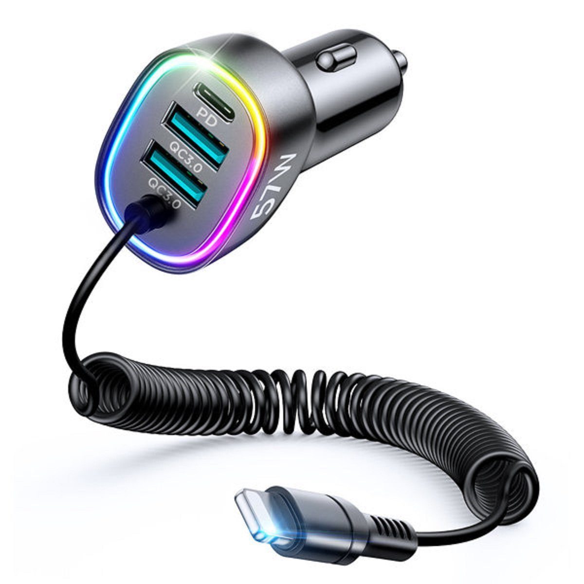 4-in-1-Auto-Schnellladegerät PD, QC3.0, AFC, FCP Smartphone-Ladegerät
