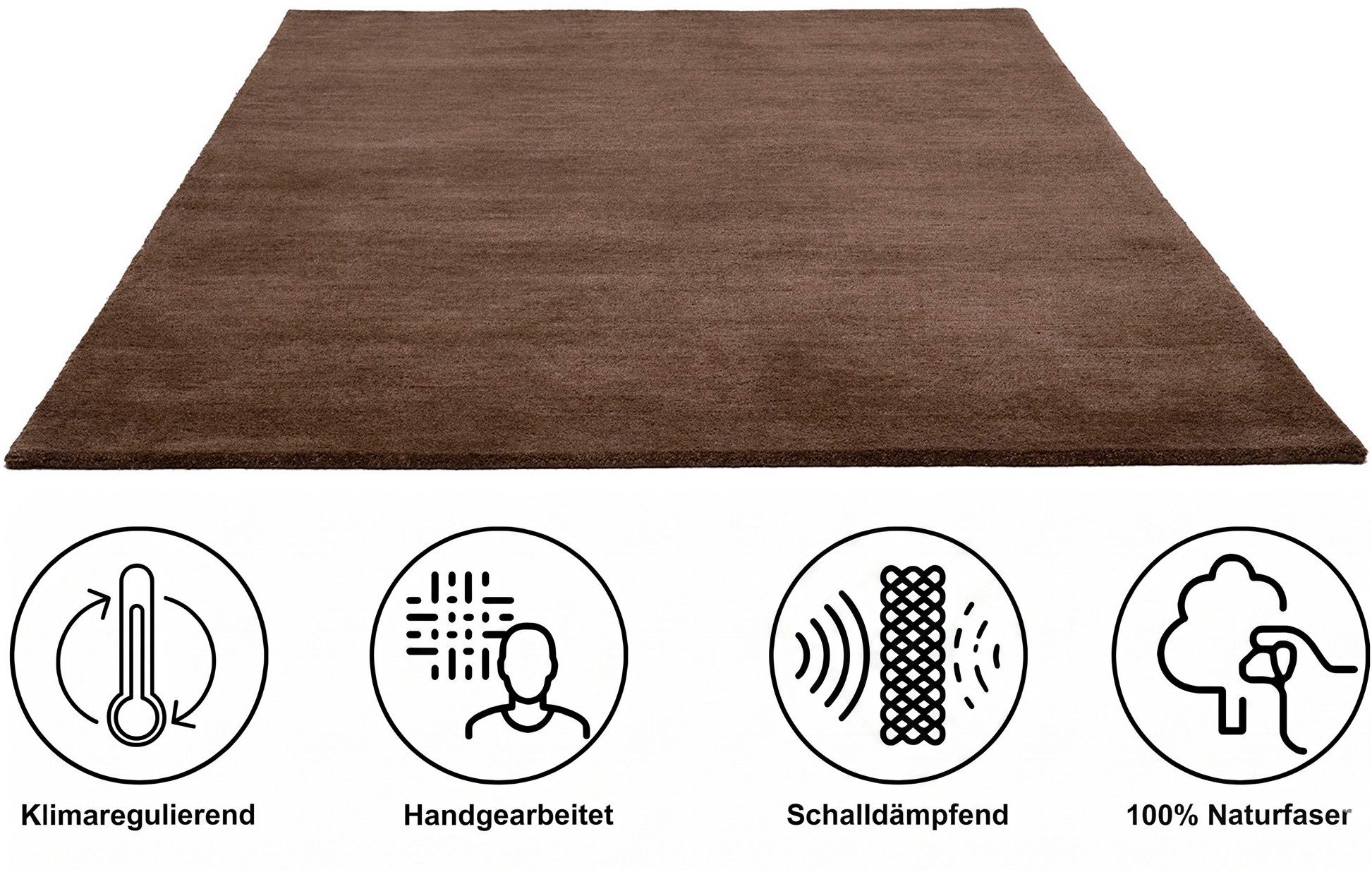 OTTO home Wollteppich Gabbo Natur, Handgefertigt, Teppich, reine Wolle, meliert, rechteckig, Höhe: 14 mm, reine Wolle, Uni, Wohnzimmer, Schlafzimmer, Esszimmer – Bild 3 von 5