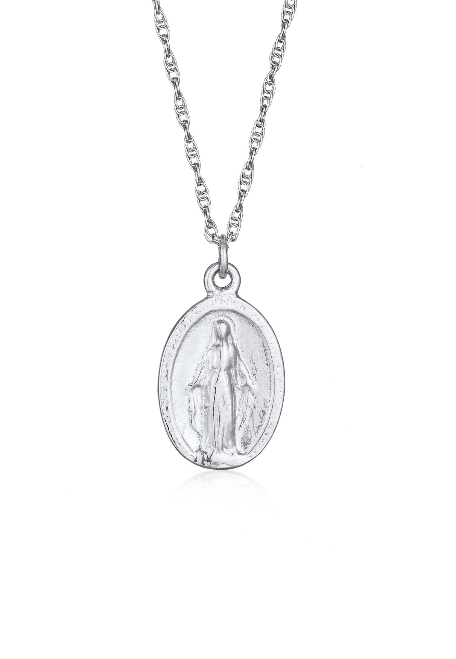 Kette mit Anhänger Marienbild Oval Vintage Style 925 Sterling Silber
