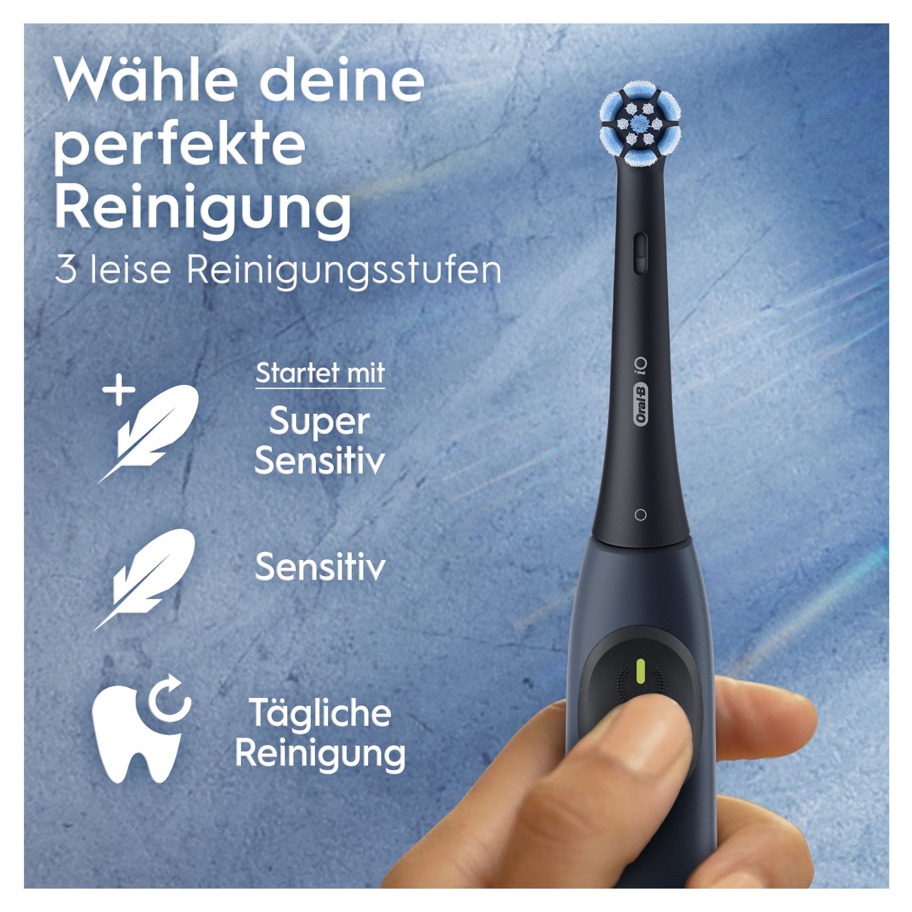 Oral-B Elektrische Zahnbürste iO Series 2, Aufsteckbürsten: 1 St., für die ultimative Reinigung, Reise-Etui