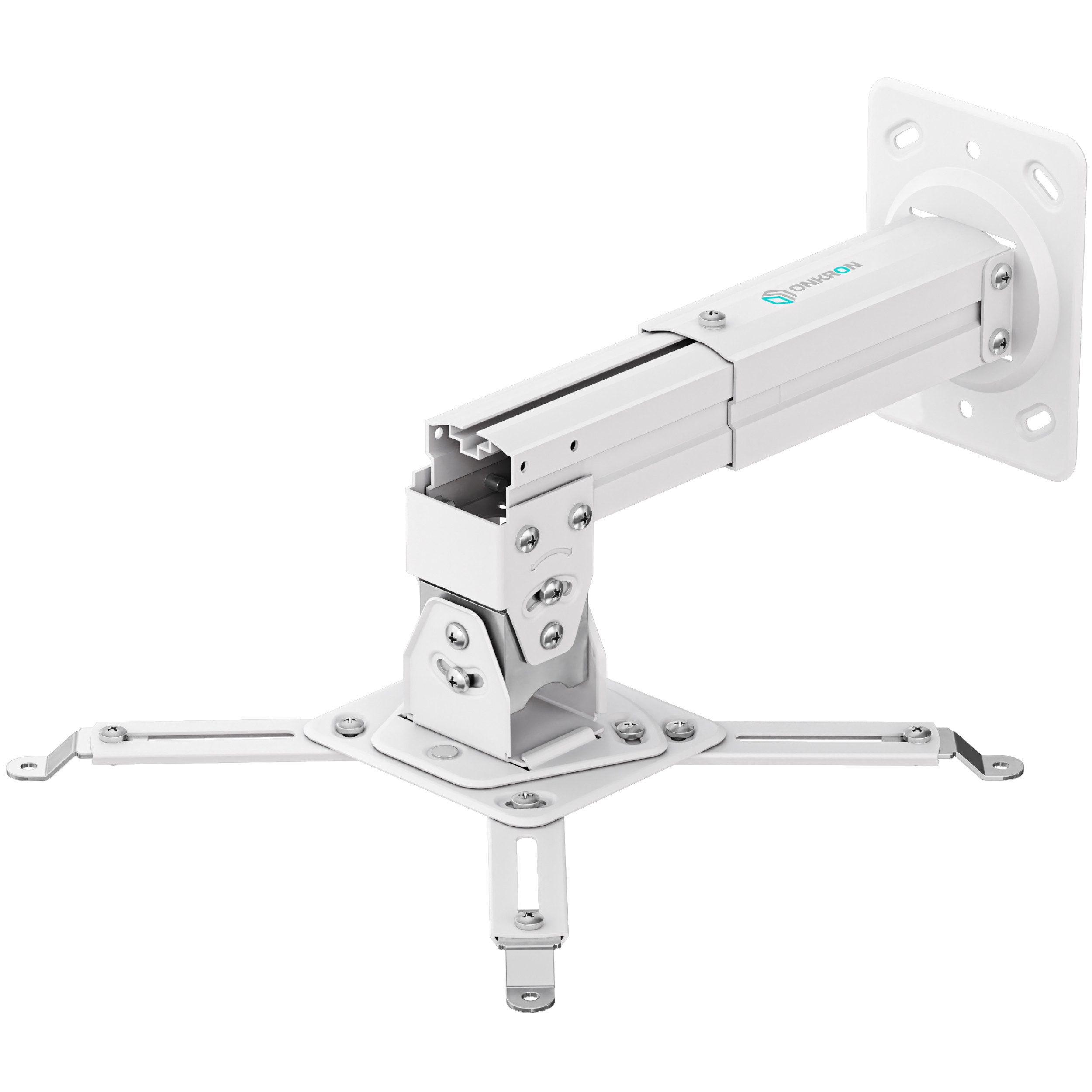 ONKRON Beamer-Deckenhalterung ONKRON bis 10 kg, höhenverstellbar, Weiß K3A, (Beamer Halterung, Beamer Halterung, neigbar, schwenkbar, tragbar bis zu 10 kg, weiss)