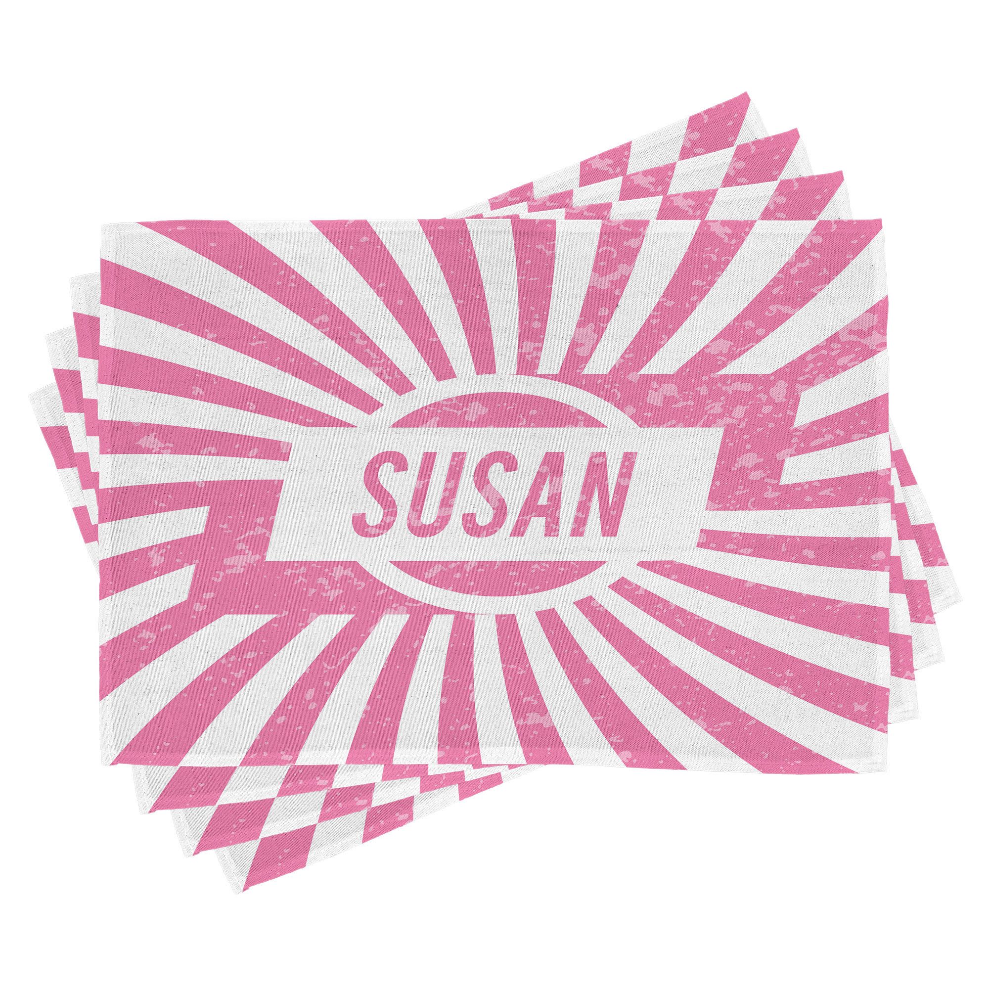 Abakuhaus Platzset Waschbare Stoff Esszimmer Küche Tischdekorations Digitaldruck, (4-teilig, 4-St., Set aus 4x), Susan Female Name Grunge